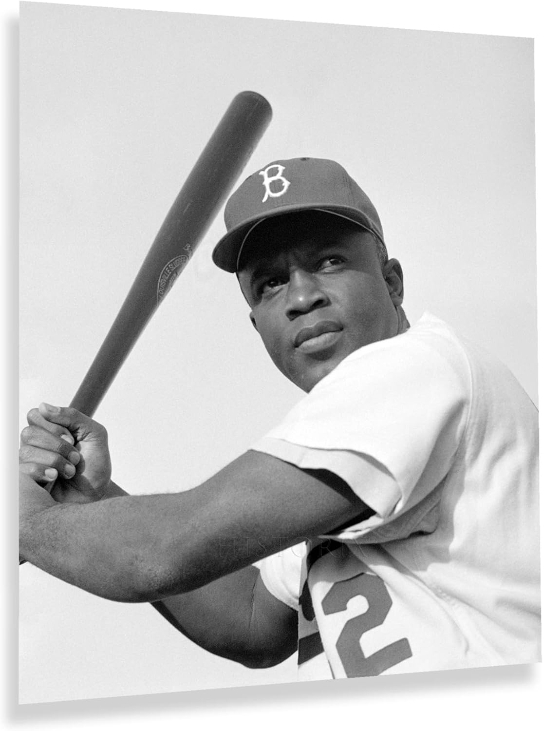 HISTORIX Vintage 1954 Jackie Robinson Baseball Player Photo Print – 24×30 Inch MLB Brooklyn Dodgers Baseball Player Jackie Robinson Print Wall Art
