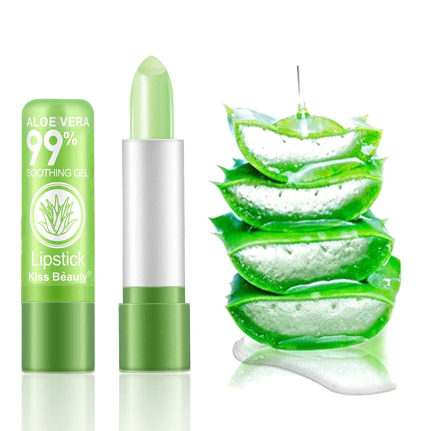 Paquete de 2 lápices labiales de aloe vera, bálsamo labial nutritivo de larga duración, hidratante para labios, temperatura mágica, cambio de color,