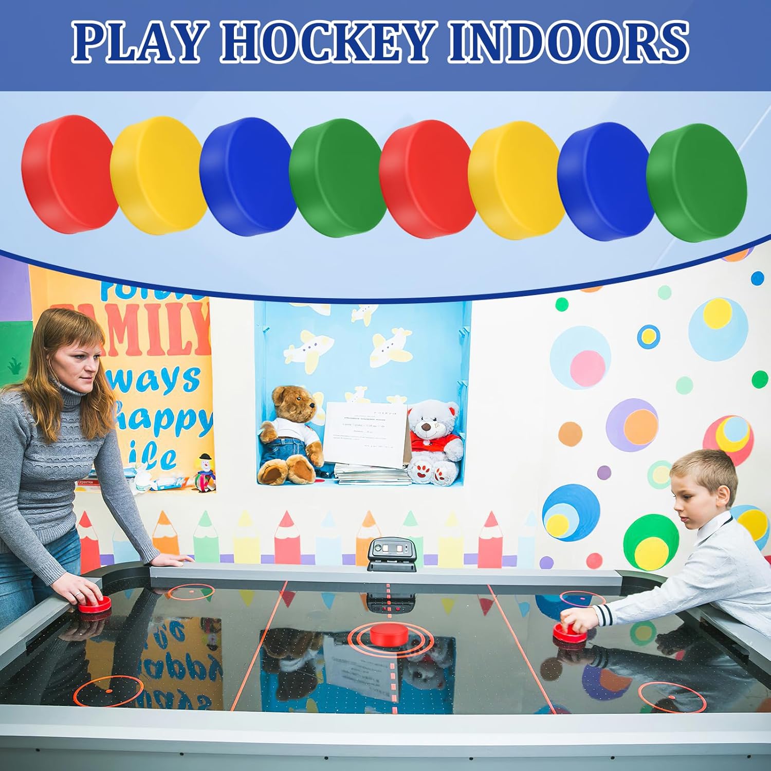 Discos de hockey de espuma, discos de hockey sobre hielo para practicar y entrenamiento clásico, juego de piso para interiores, deportes al aire