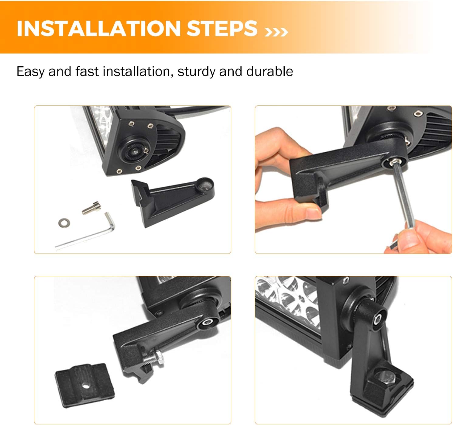 Auxbeam Soportes de barra de luz, 2 piezas, kit de soportes de montaje lateral universal para camiones todoterreno, coche, jeep, barra LED