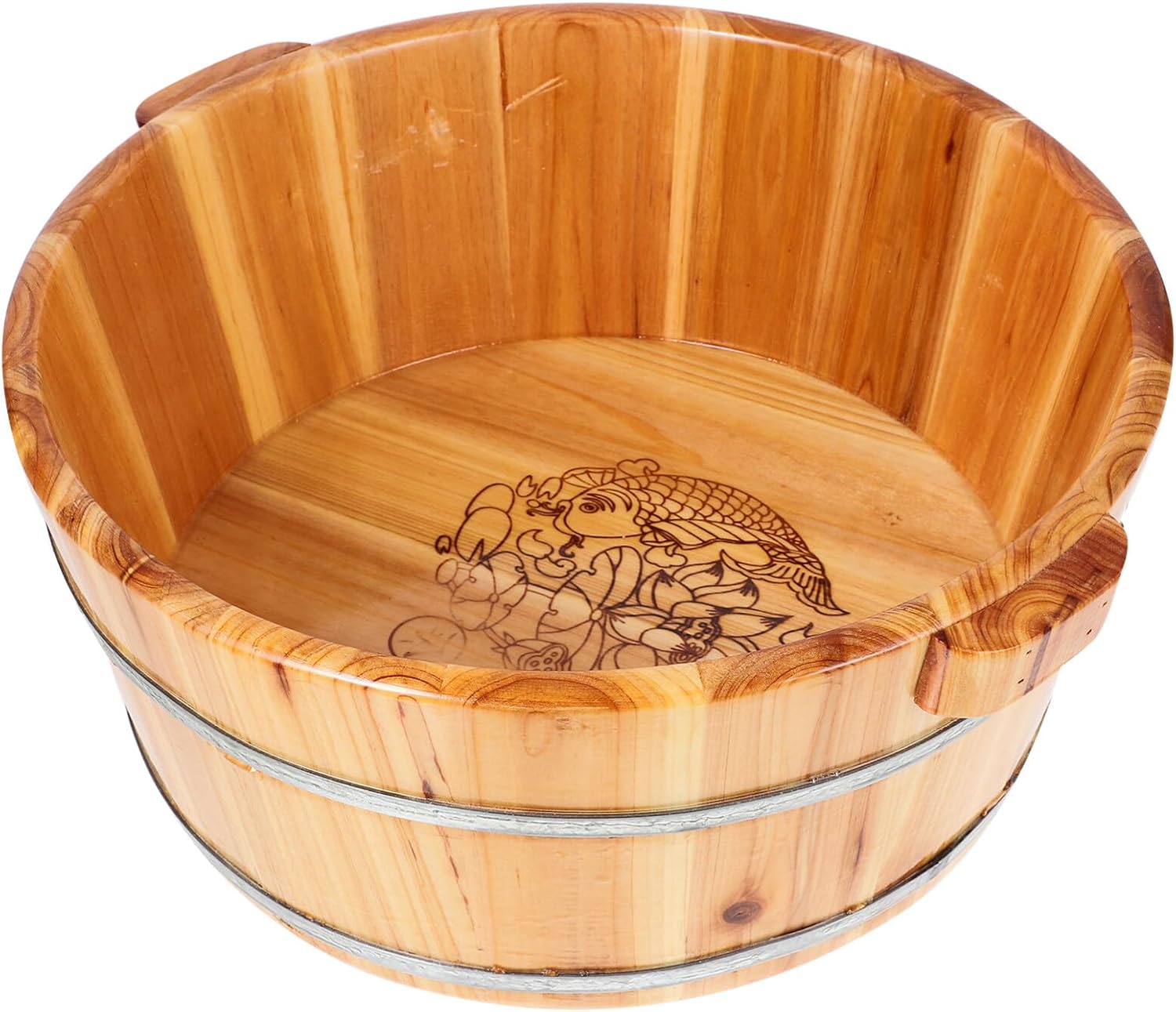 Yardwe Cuenca de pie de madera, bañera de madera para pies de madera, cubo de madera para baño de pies, remojo, masaje, spa, sauna