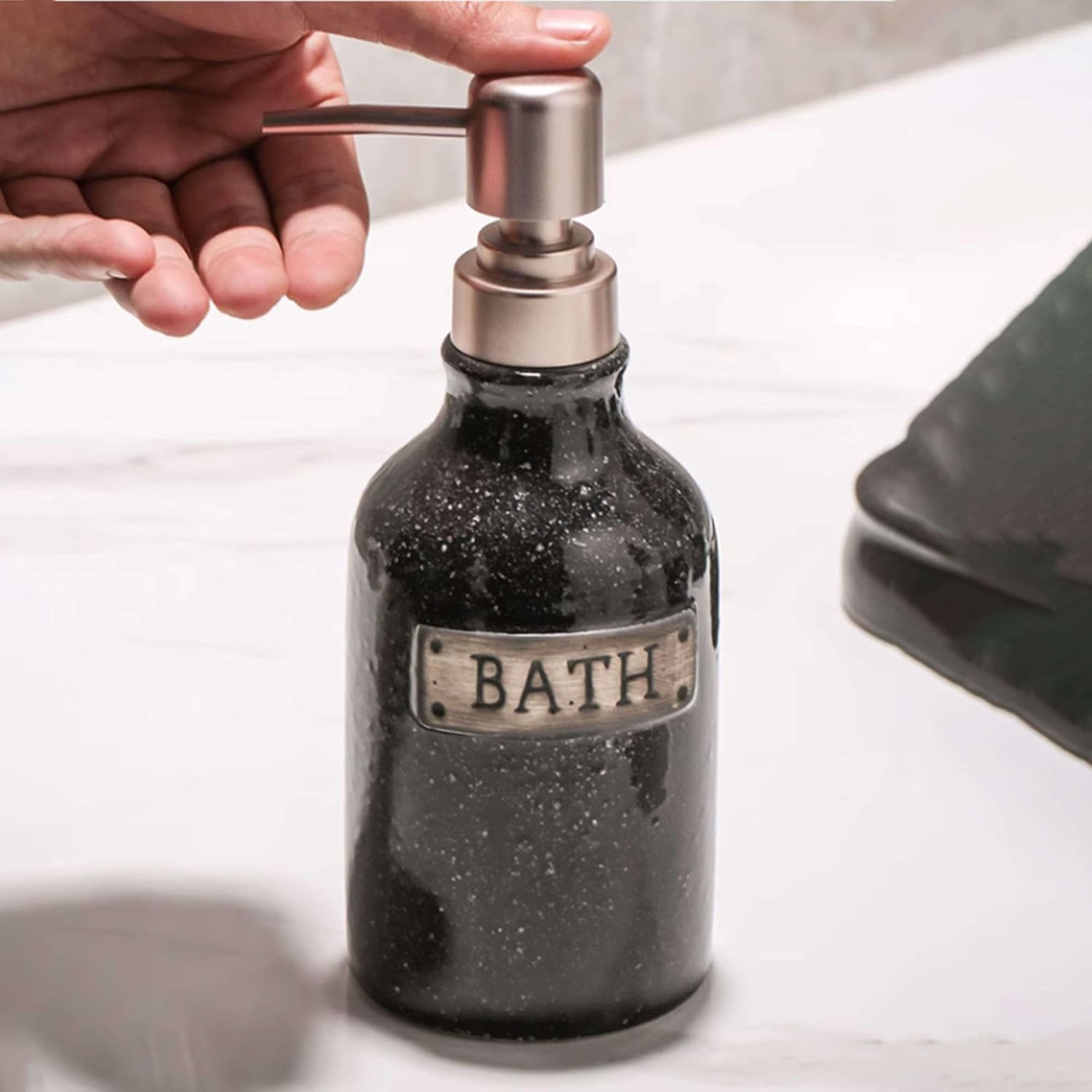 Dispensador de jabón de vidrio con bomba amplia, juegos de accesorios de baño de cerámica completos, accesorios para Baño, elegante decoración