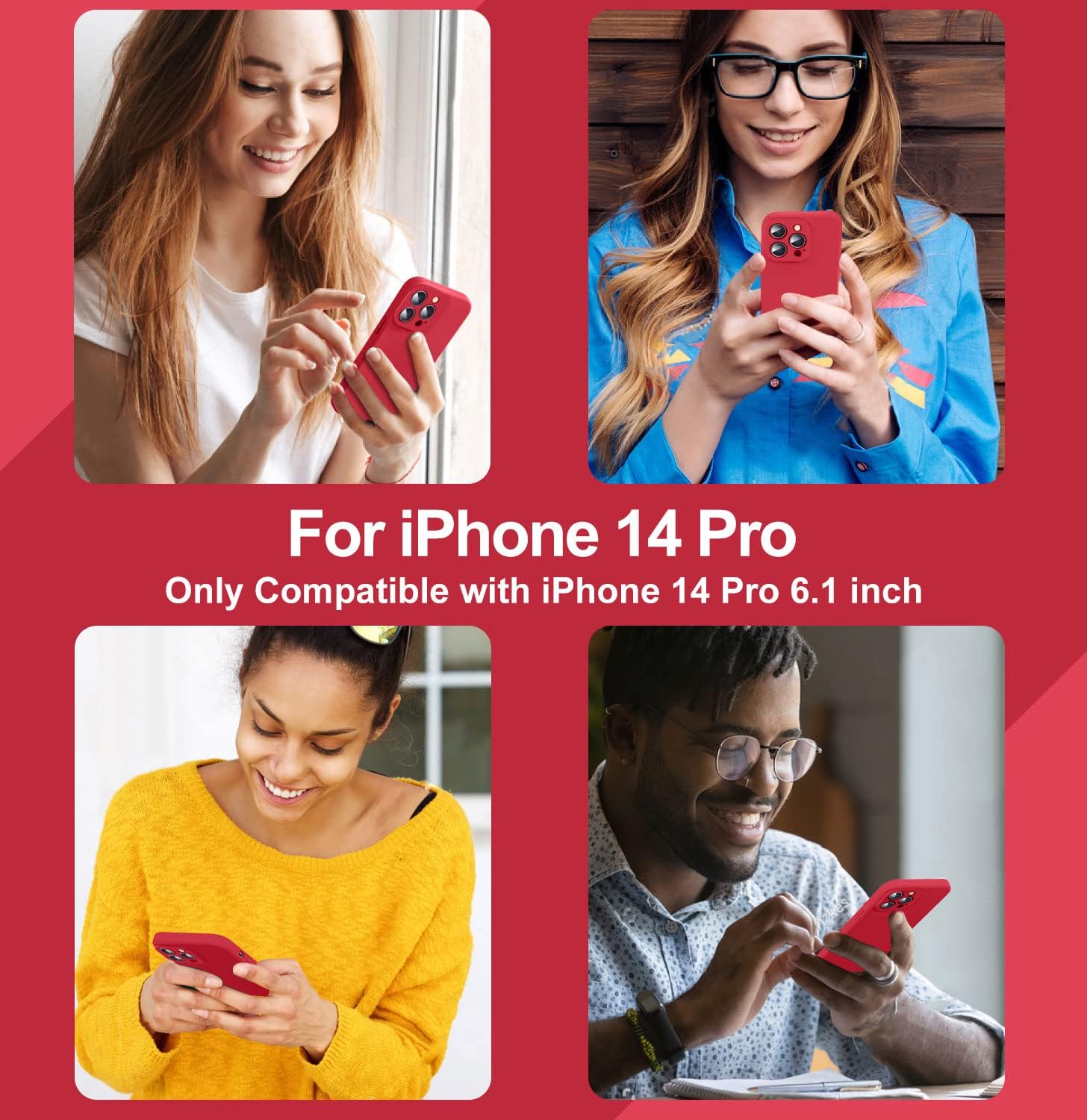 Ktele Compatible con iPhone 14 Pro, funda de silicona líquida de grado AB, cuatro esquinas 50 + bolsas de aire pequeñas a prueba de golpes forro de