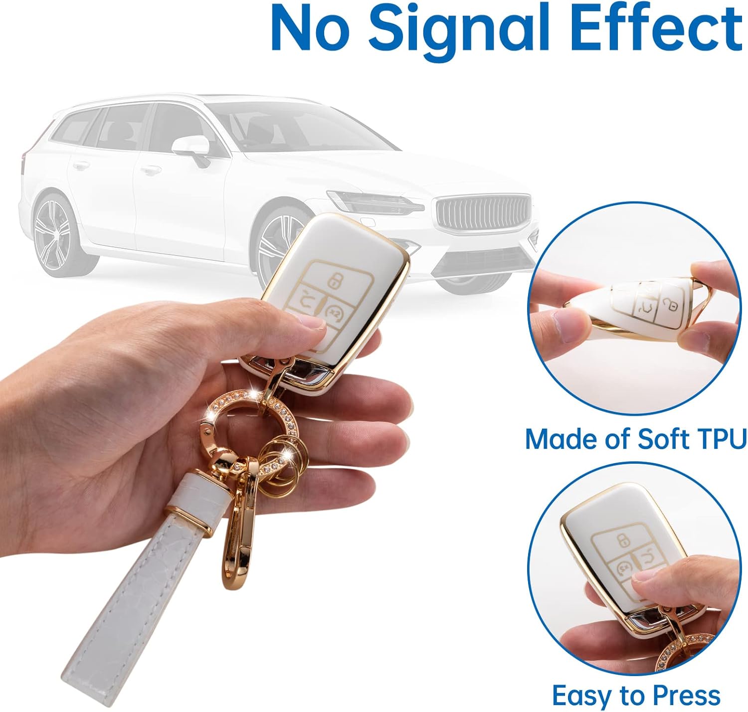 CACARLIKE Funda para llavero VW Volkswagen con llavero VW, compatible con Tiguan Jetta GLI Atlas Cross Sport Arteon Taos SEL Smart Key Protector