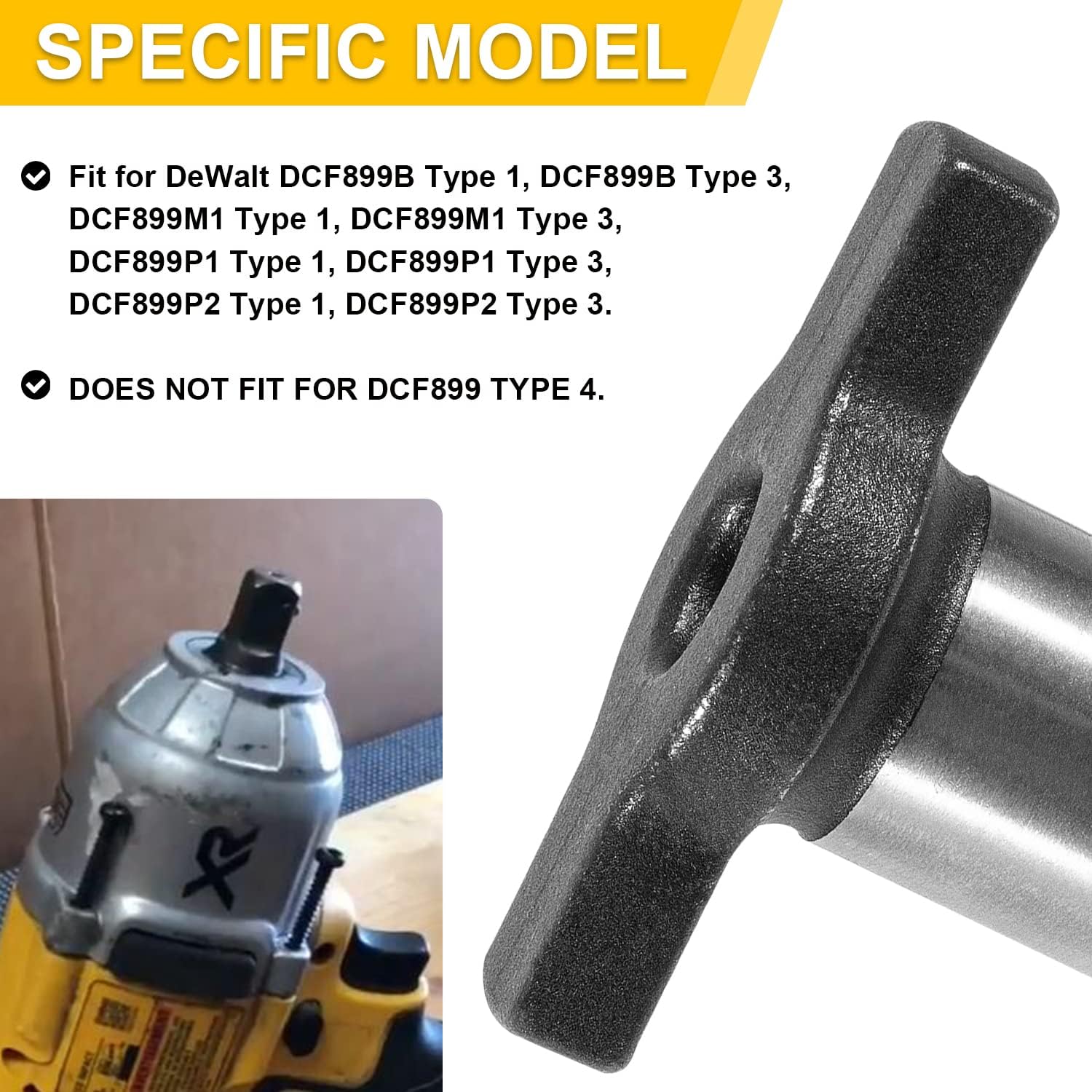 N415874 – Conjunto de repuesto de yunque de 12 para llave de impacto inalámbrica Dewalt DCF899 DCF899B DCF899M1 DCF899P1 DCF899P1 DCF899P2, no para