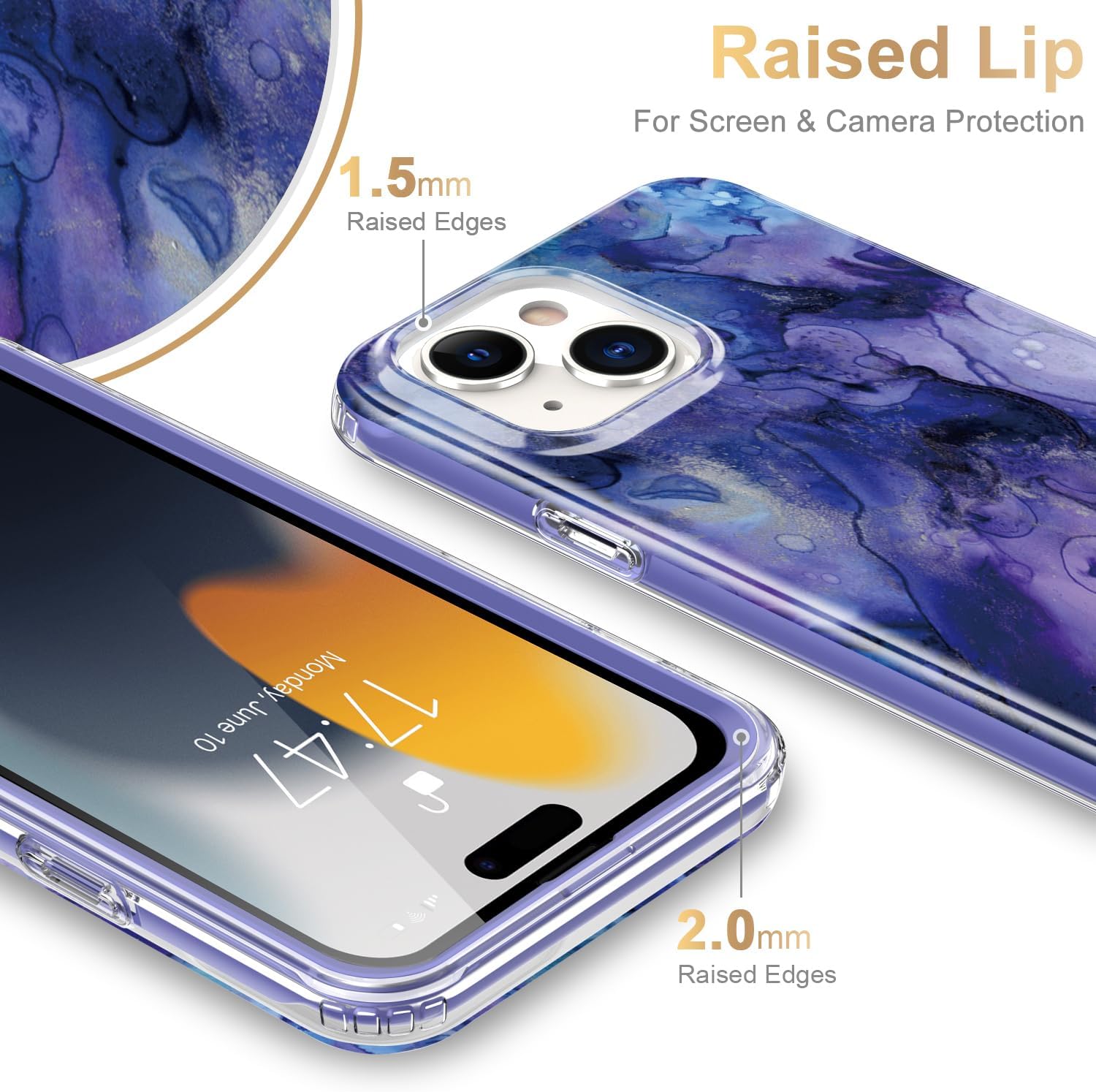 Esdot Funda para iPhone 15 con protector de pantalla integrado, funda duradera con diseños de moda para mujeres y niñas, elegante funda protectora