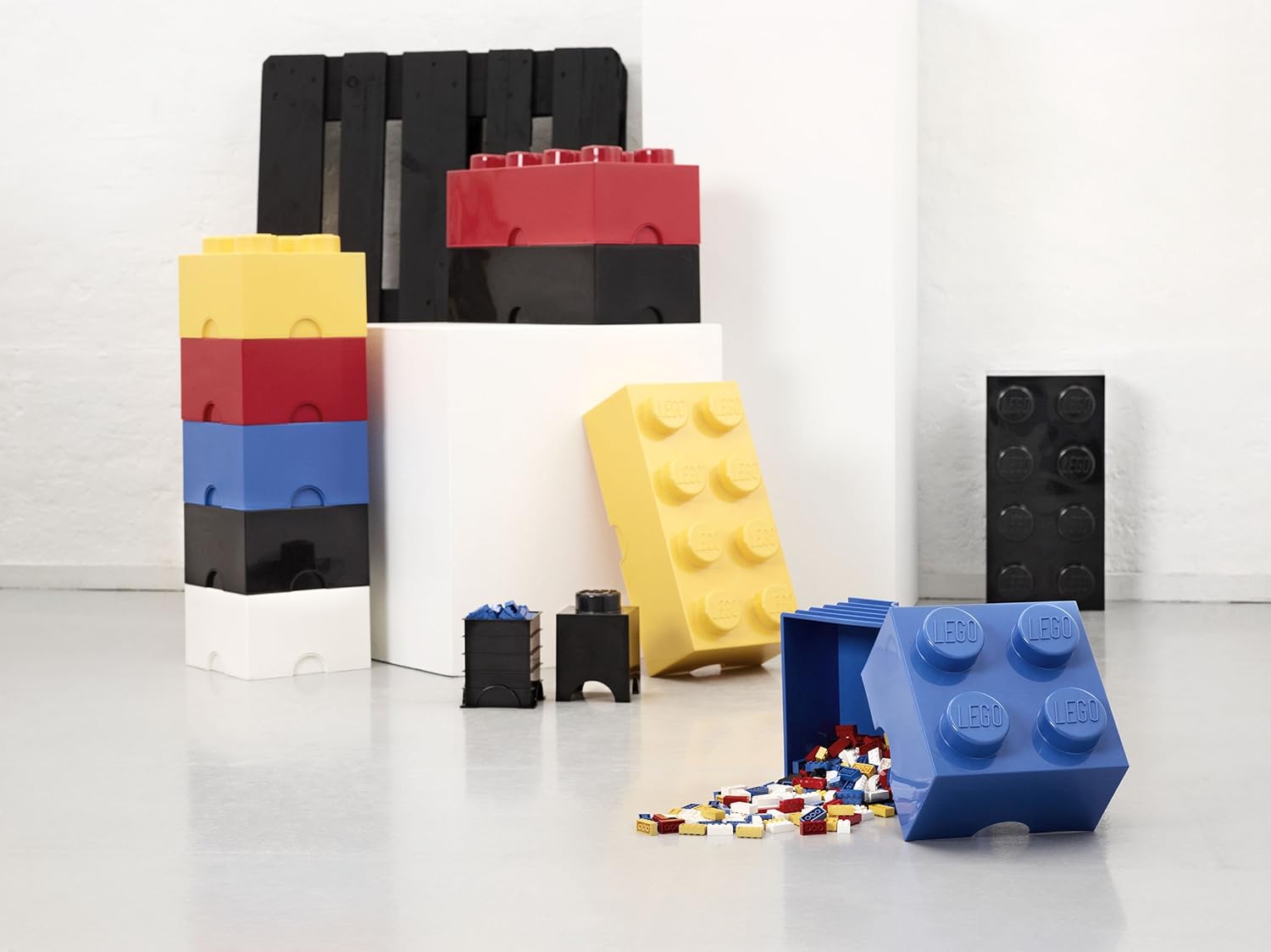 LEGO Caja de almacenamiento negra ladrillo 4, 9.843 x 9.843 x 7.087in