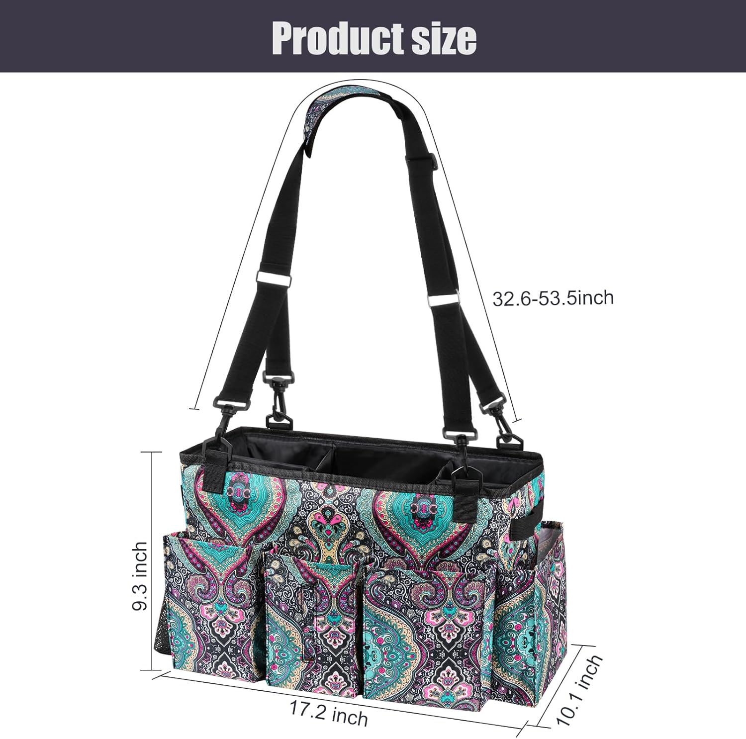 Bolsa grande de limpieza portátil, organizador de limpieza con asa  Correa de hombro y cintura, organizador de suministros de limpieza con divisores