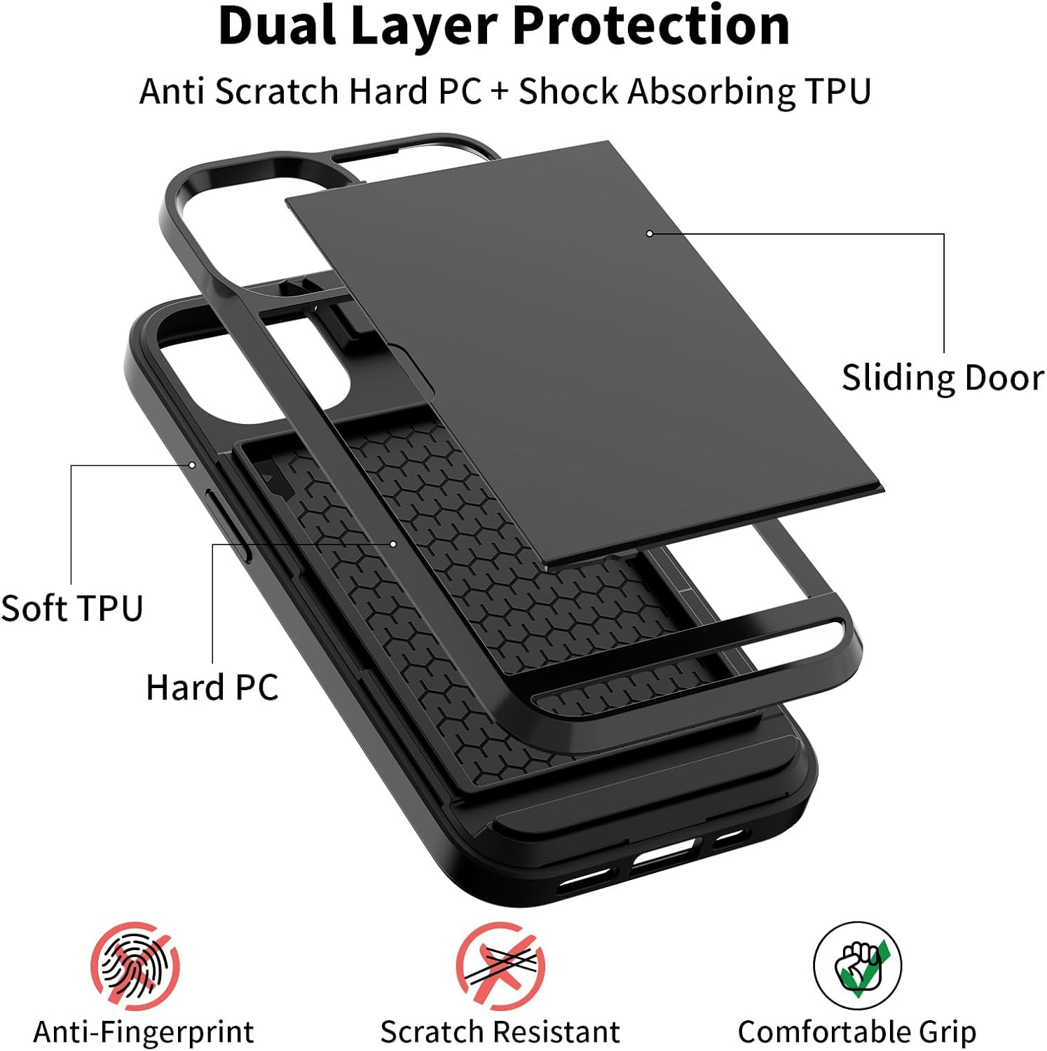 Funda protectora para iPhone 15 para iPhone 15, funda protectora para teléfono para mujeres y hombres, resistente a los golpes, antiarañazos, ranura