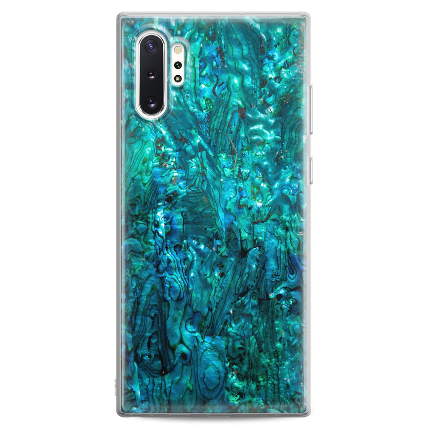 Cavka Funda compatible con Samsung S23 S22 Plus S21 FE Ultra S20+ S10 Note 20 5G S10e S9 Concha de abulón transparente linda piedra hermosa azul