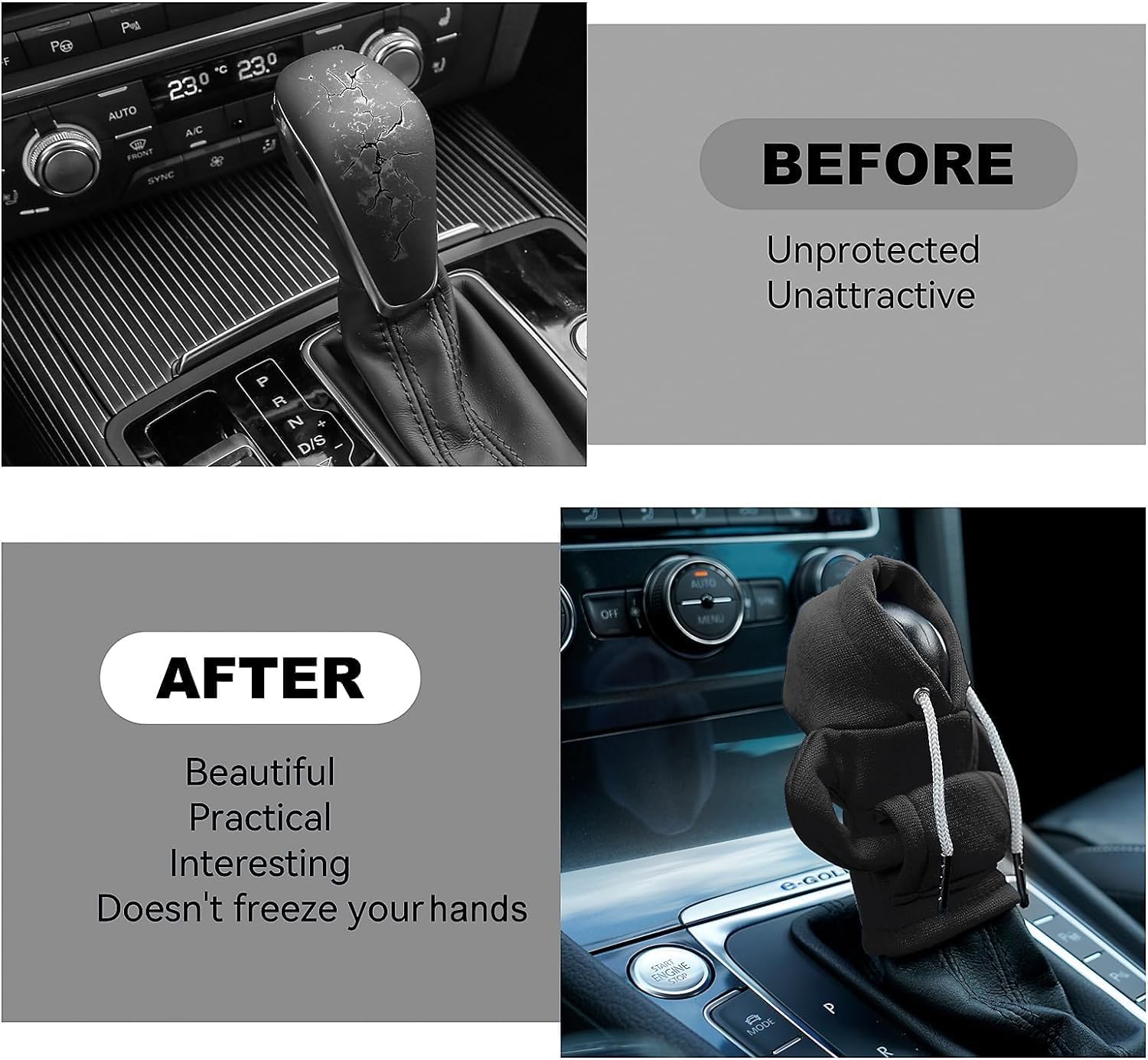 Dukebo Mini cubierta de cambio de engranajes de coche con capucha cubierta de cambio de engranajes del coche, accesorios interiores, perillas de