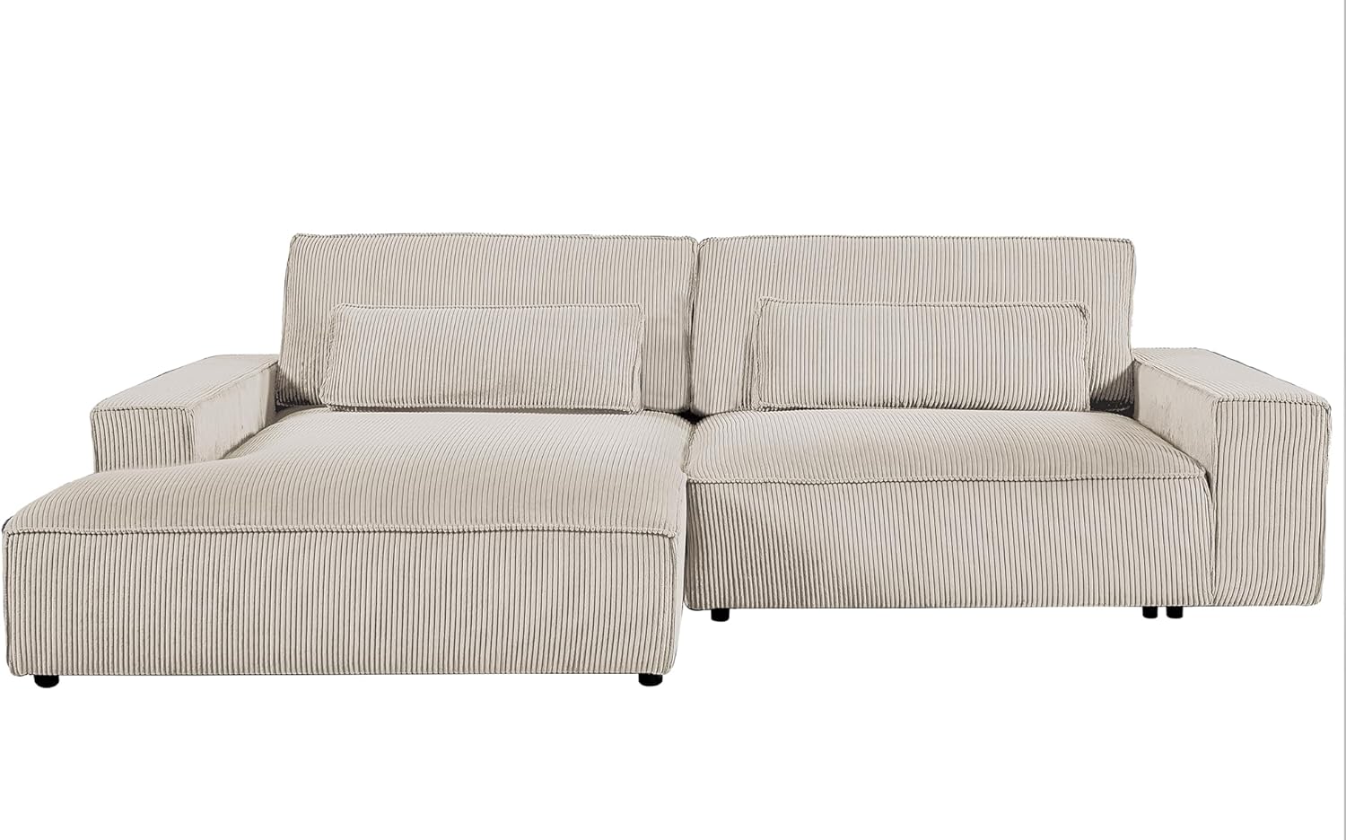 Luxe – Sofá modular de dos piezas de gran tamaño para sala de estar, sofá en forma de L con diván, tapizado con tela de pana, color beige, orientado