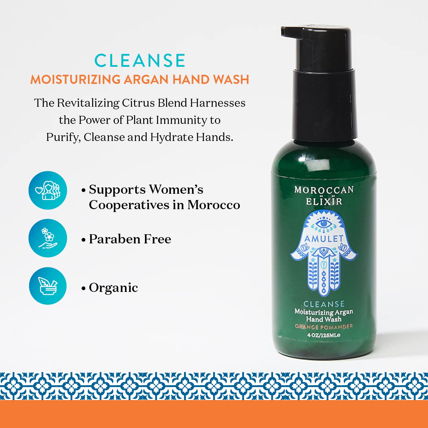 Cleanse – Lavado de manos de argán con naranja  Absorción rápida, nutritiva, suavizante e hidratante  Enriquecido con aceites omega