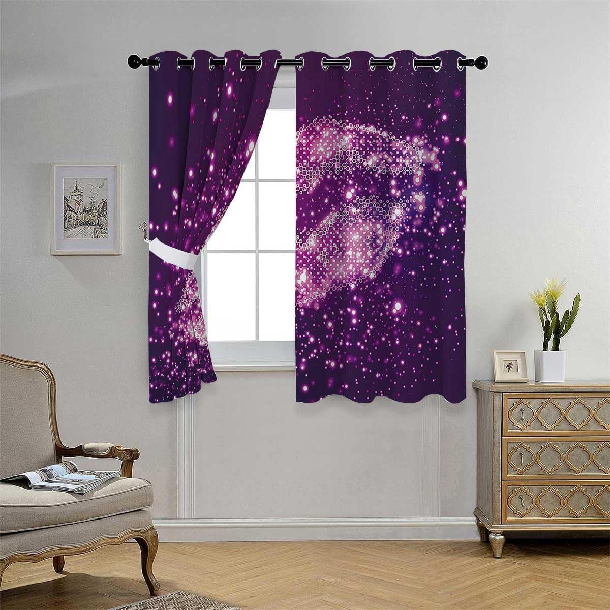 YANFENQI Cortina Blackout para Habitacion Purple Grommet Short Blackout Door Curtain Cortinas para Separar Cuartos 55Inch Width by 45Inch Length,2