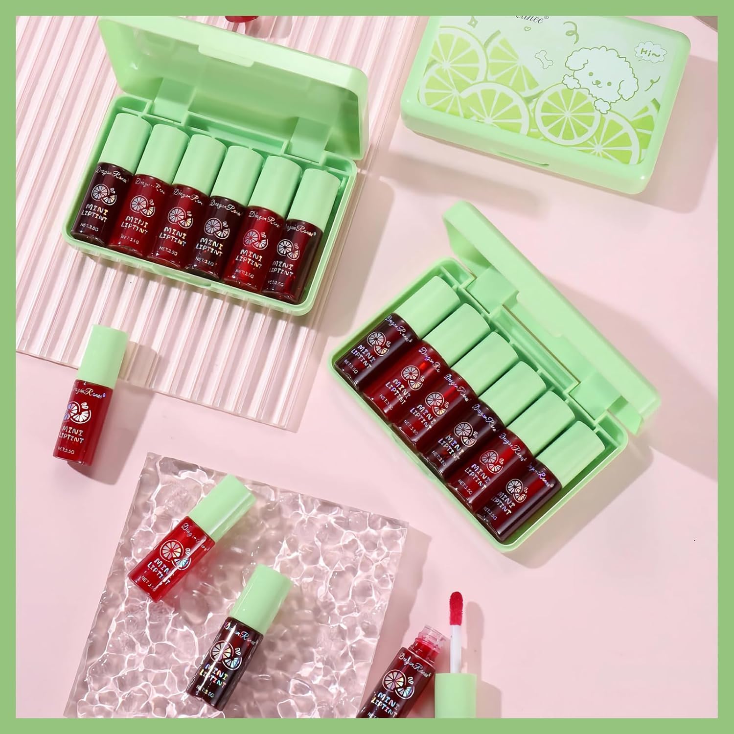 Juego de tintes de labios de 6 colores, tinte de labios coreano, mini lápiz labial líquido hidratante, bálsamo labial con brillo de labios tintado,