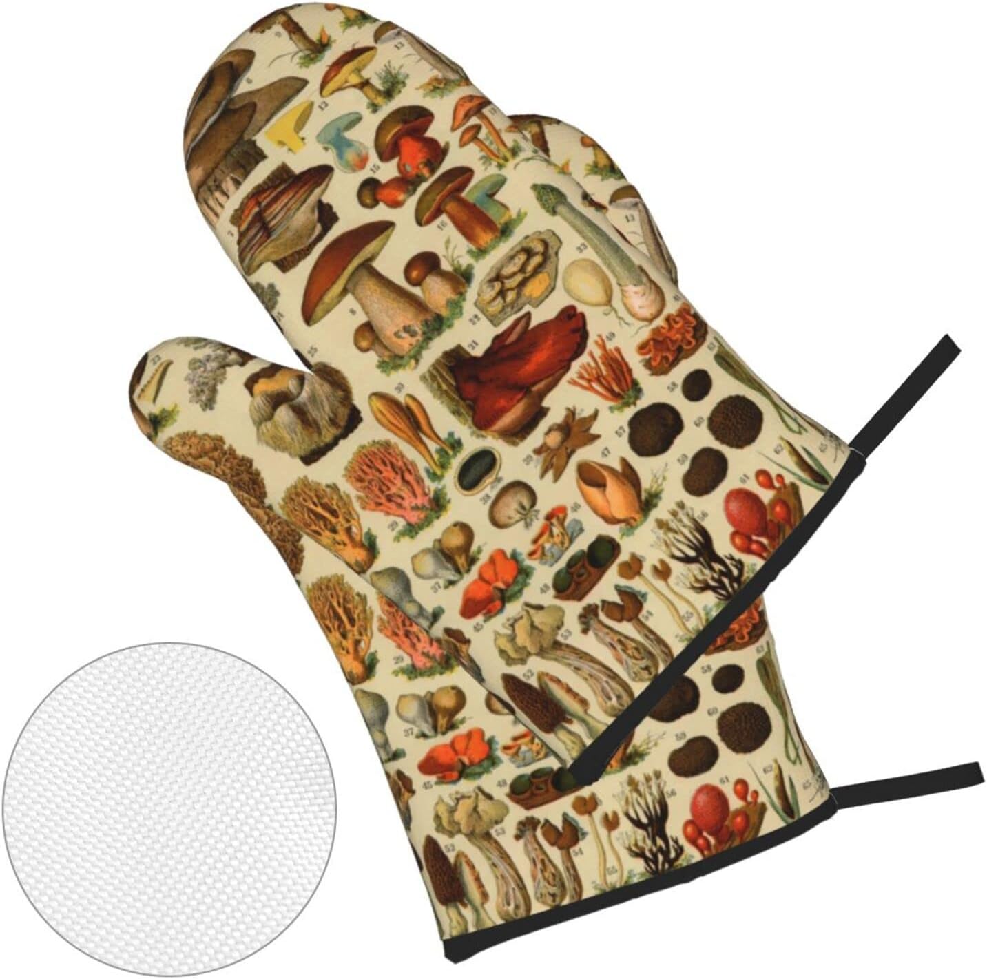 DONMYER Juego de 4 guantes de horno de hongos y soportes para ollas, juego de guantes de cocina para hongos, resistentes al calor, agarraderas de