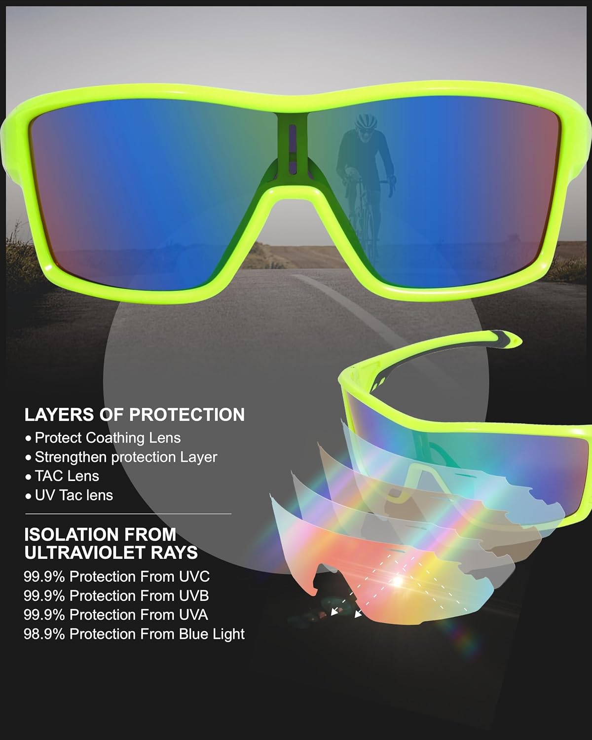 Gafas de sol de ciclismo para hombres y mujeres, deportes al aire libre, correr, ciclismo, pesca, conducción