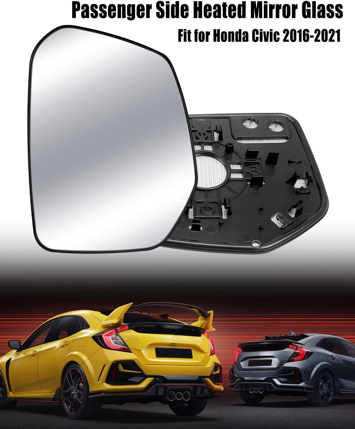 Espejo calefactable con placa de respaldo para Honda Civic Envix Crider 2016 2017 2018 2019 2020 2021 2022, espejo retrovisor derecho del pasajero