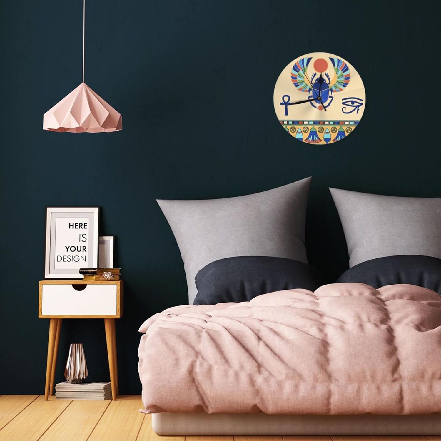 Reloj de pared digital étnico tradicional de escarabajo egipcio para decoración de sala de estar, relojes de pared decorativos de 10 pulgadas,
