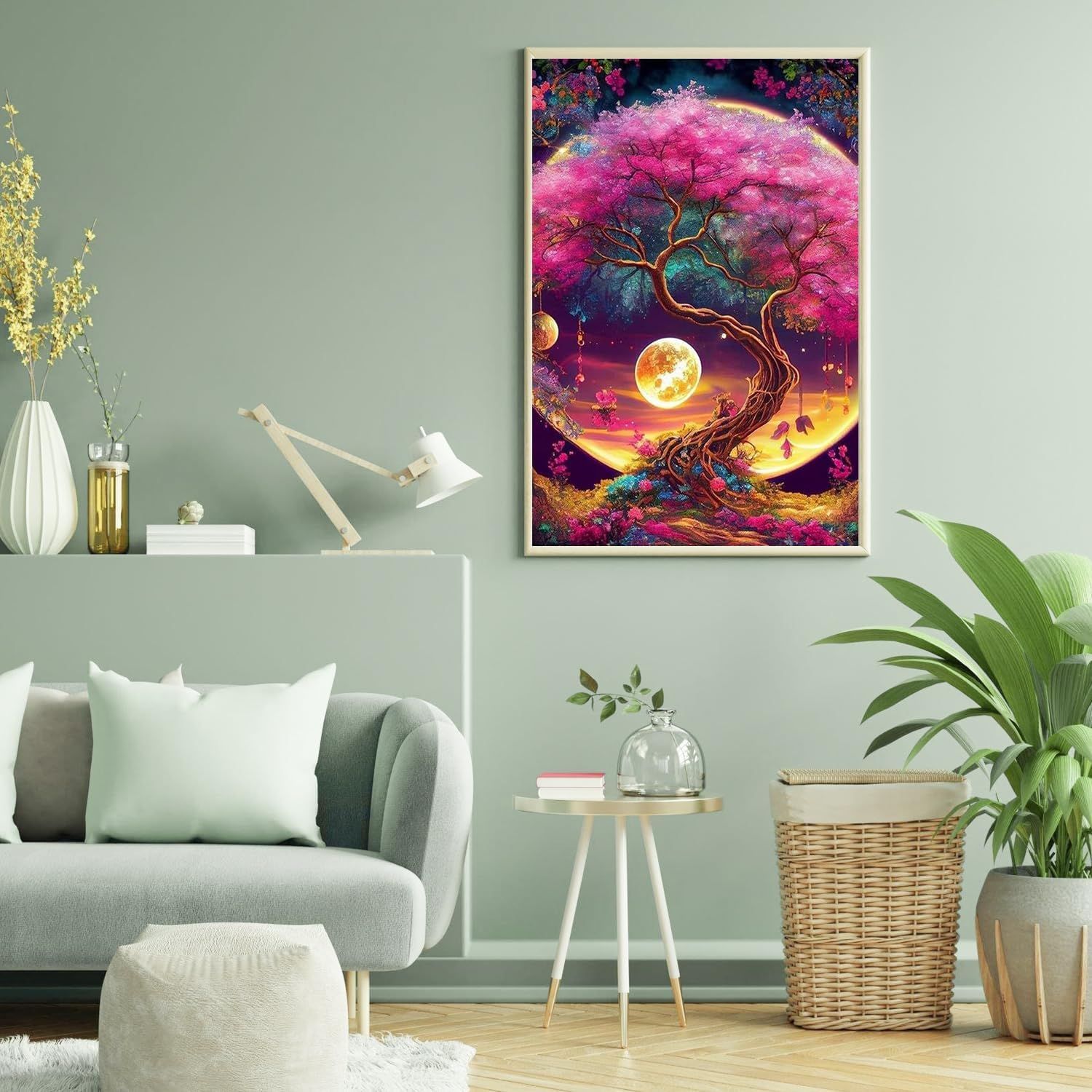 Aestalrcus Kit de pintura por números para adultos, pintura de árboles por números para adultos, kits de pintura acrílica para adultos por números