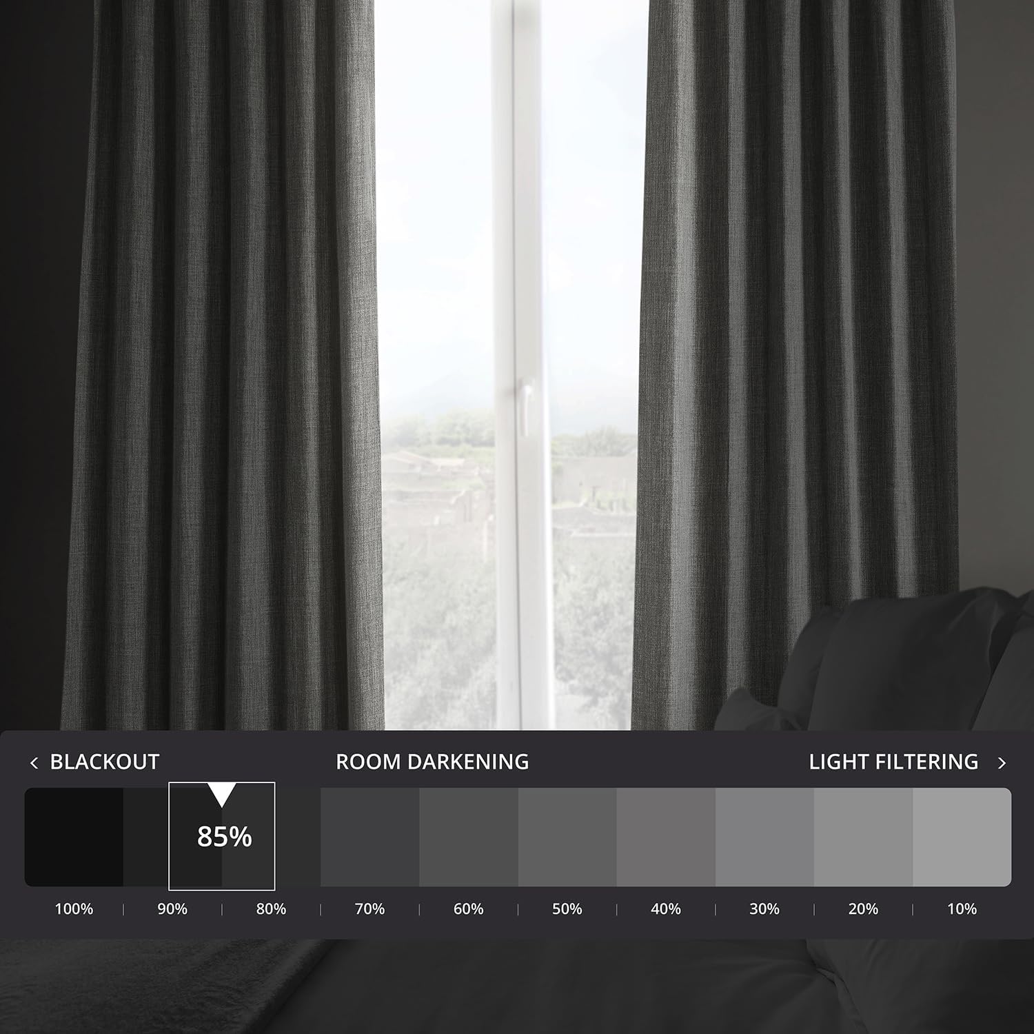 HPD Half Price Drapes – Cortina de lino sintético para oscurecer la habitación, dormitorio y sala de estar, 1panel, 50pulgadas de ancho x