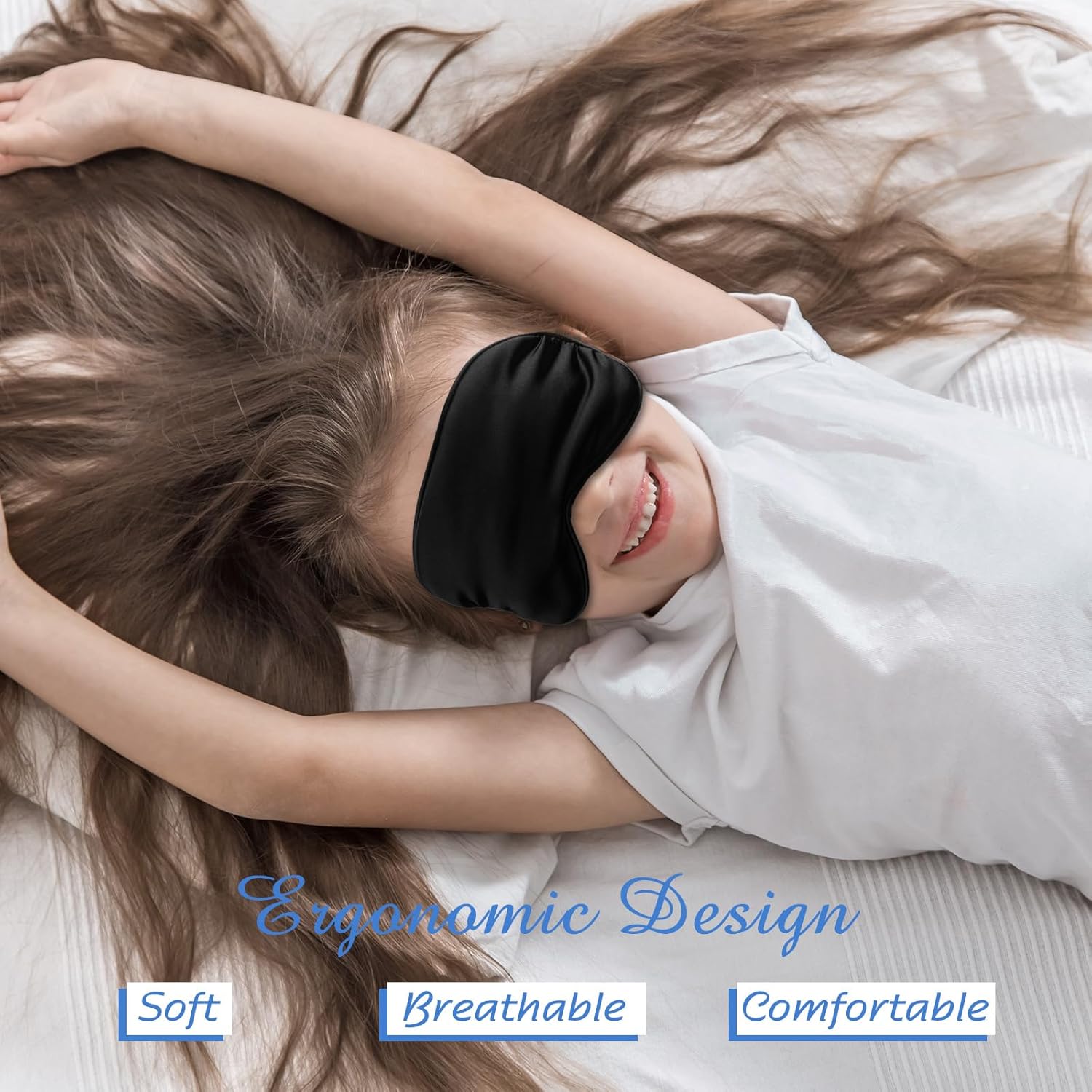 BBTO Máscara de seda para dormir, 4 unidades, máscara de ojos suave con correa ajustable para el hombro, máscara de ojos para sombrear el sueño,