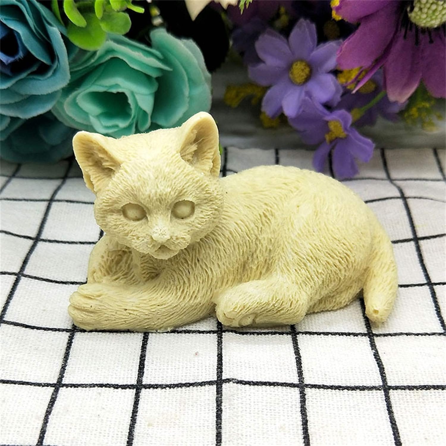 Moldes de silicona para gatos mentirosos, lindos moldes de jabón de silicona, moldes de jabón en forma de animales 3D, moldes de jabón hechos a