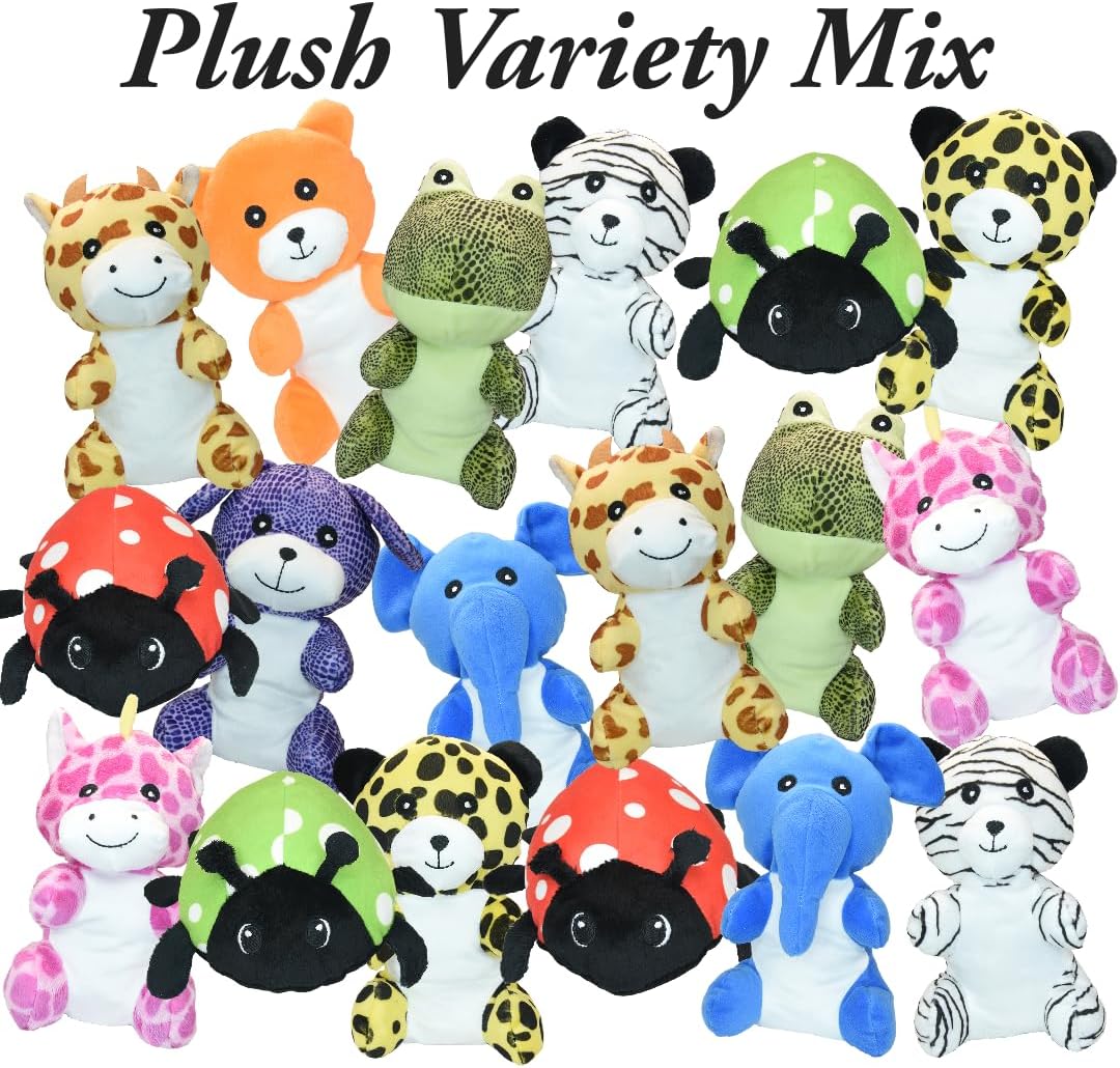 Animales de peluche pequeños a granel  7-9 pulgadas  144 piezas  Animales de peluche al por mayor de granja y selva 10 estilos para recuerdos de