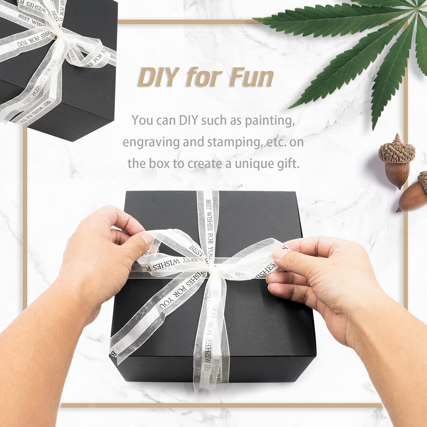 opaprain Paquete de 10 cajas de regalo negras de 8 x 8 x 4 pulgadas con tapa, papel reciclable adecuado para bodas, festivales, regalos, graduación,
