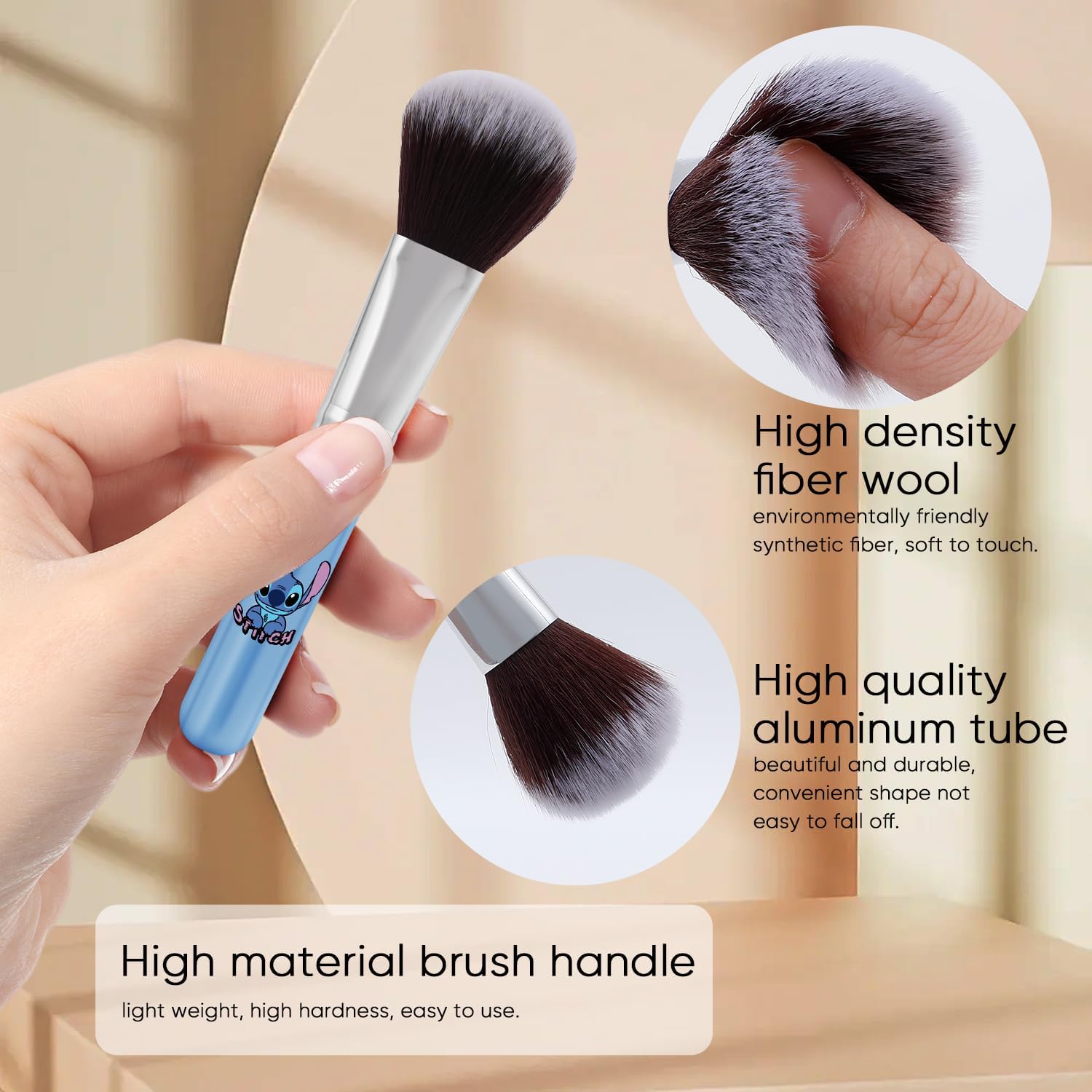 Bolsa de maquillaje de puntada con brocha de maquillaje, estuche de cosméticos de felpa para puntadas, 12 piezas, bolsa de capacidad para brochas de