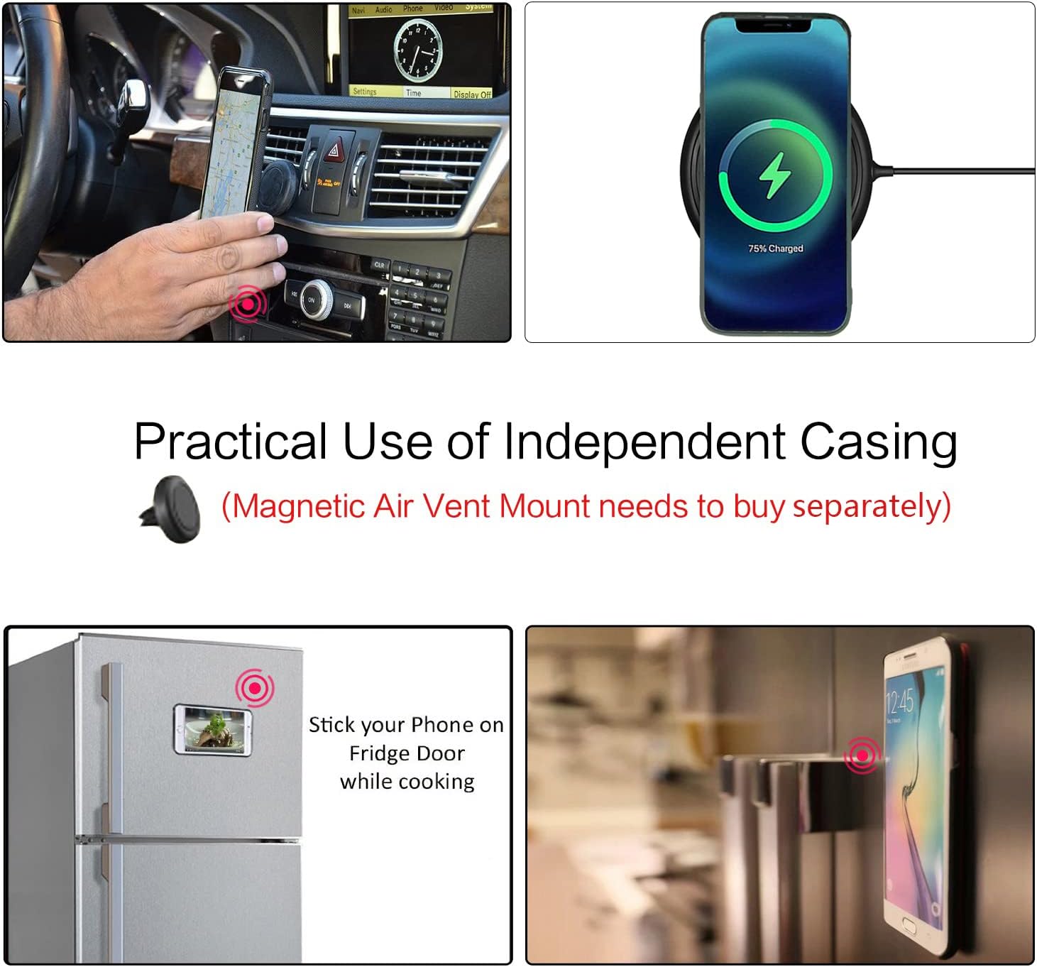 MODOS LOGICOS Funda compatible con iPhone 15 de 6.1 pulgadas, cartera desmontable, almacenamiento en efectivo con cremallera, hasta 14 ranuras para
