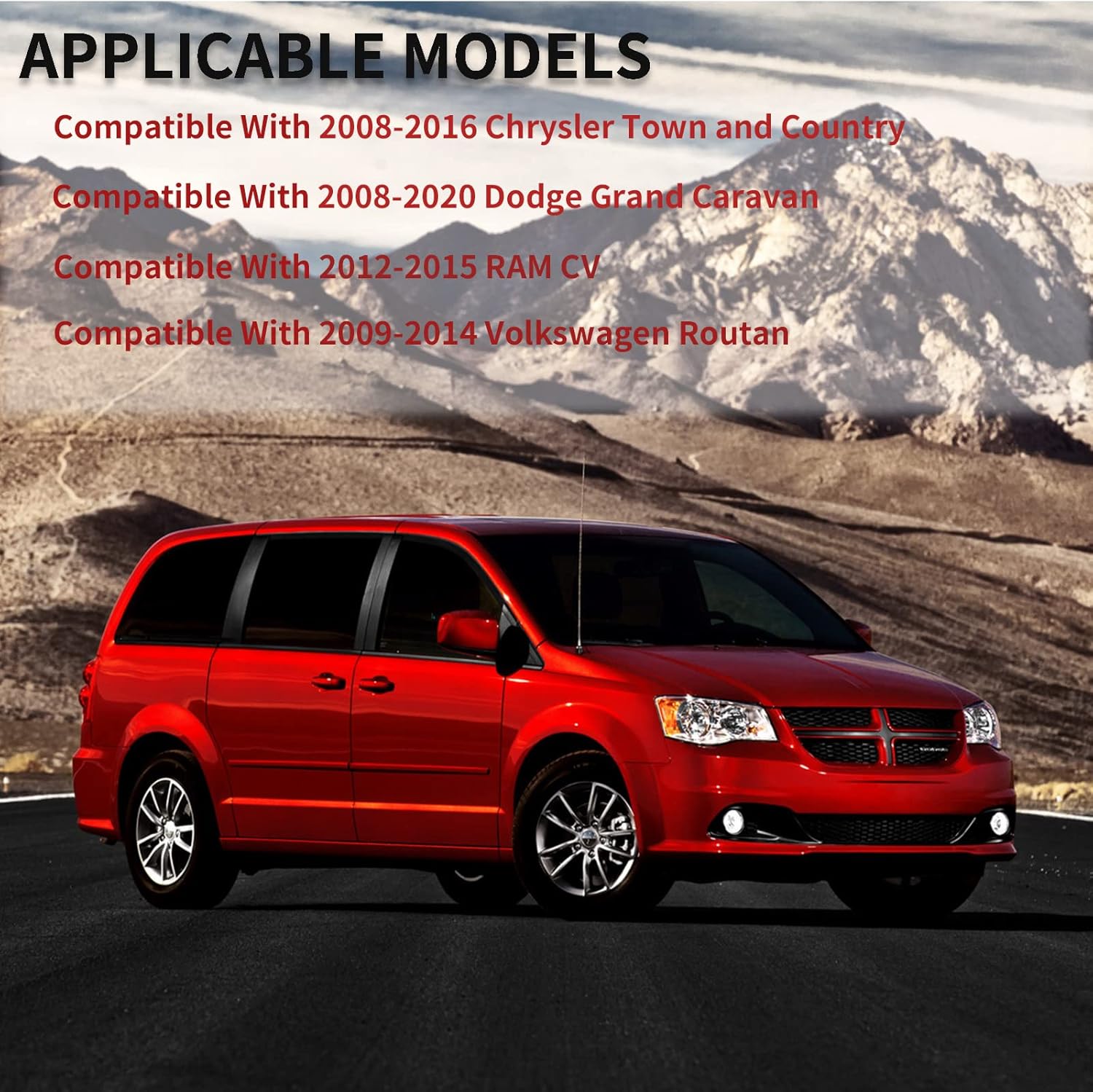 Espejo lateral del pasajero de repuesto para Chrysler Town Country 2008-2016, Dodge Grand Caravan 2008-2020, RAM CV 2012-2015, VW Routan 2009-2014 –