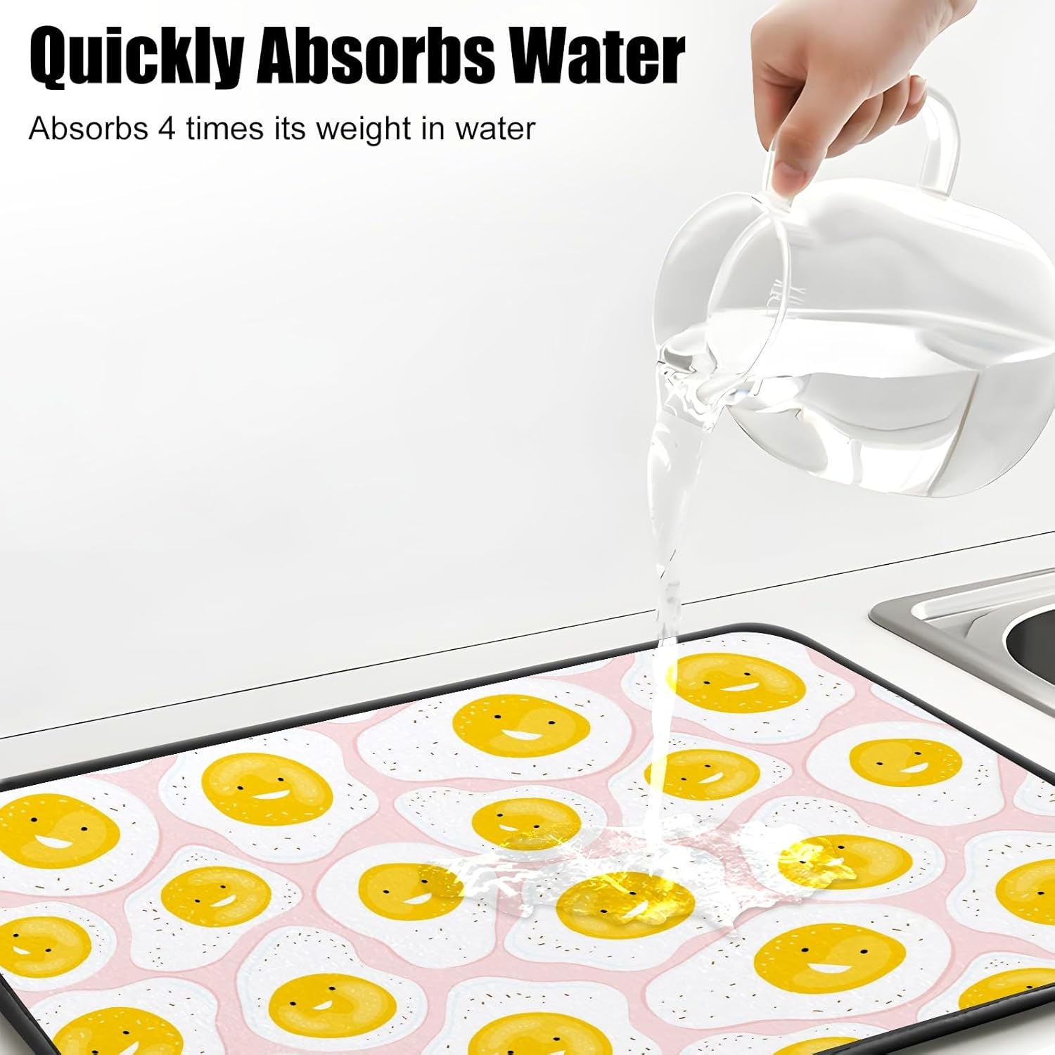 Tapete de secado de platos para encimera de cocina, tapete absorbente de platos, resistente al calor, de doble cara, lavable, de secado fácil,