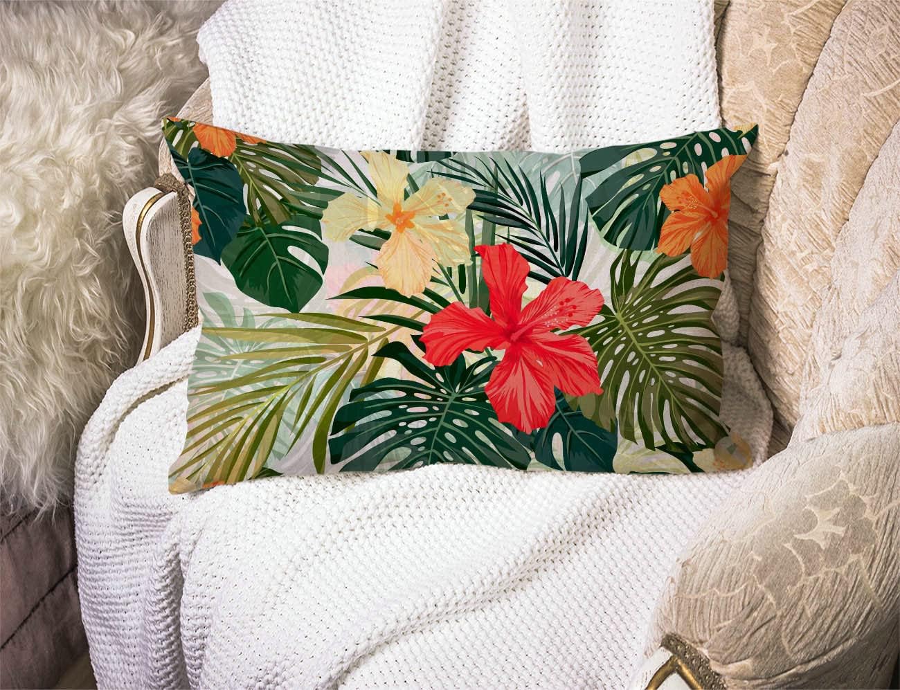 Fundas de almohada decorativas para exteriores para sofá, cama, plantas tropicales hawaianas, hojas de palmera, funda de almohada de decoración