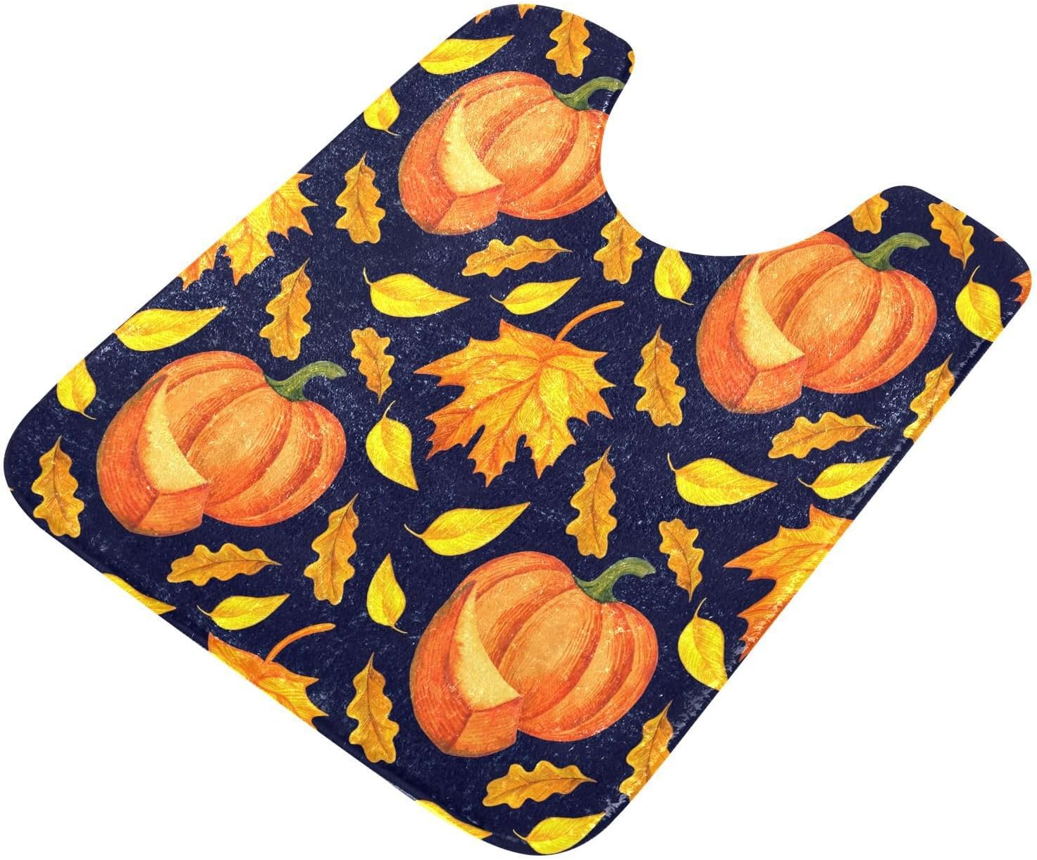Bathroom Rugs Sets 2 Piece 24×16+24×20 Inch,Soft U-Shaped Contour Toilet Rug Orange Pumpkins Watercolor Non-Slip Absorbent Bath Floor Mat Carpet Set