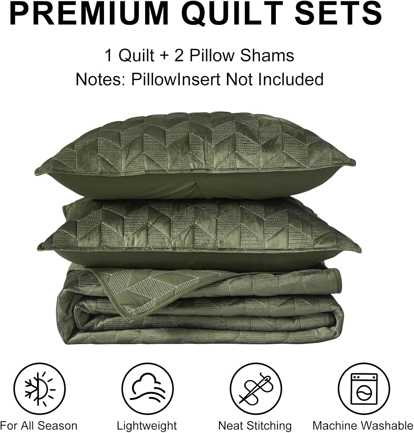 Ivellow Edredón de terciopelo tamaño King, color verde, ligero, reversible, para todas las estaciones, edredón de terciopelo de lujo de 3 piezas con