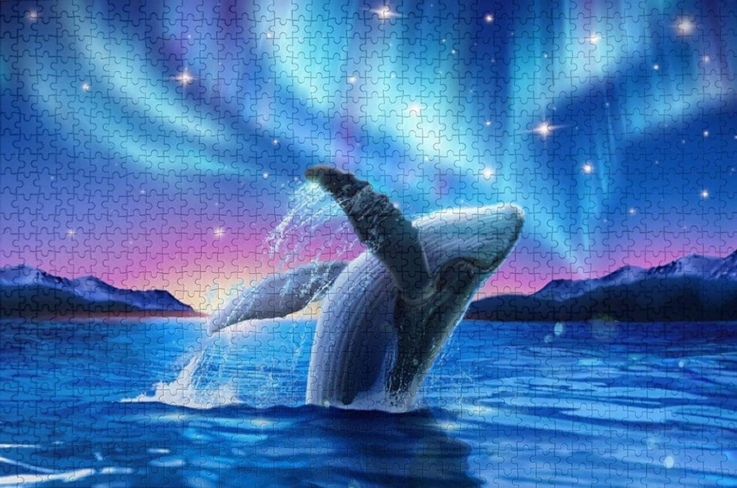 Aurora – Rompecabezas de madera de 500 piezas de ballena jorobada, divertido juego grande para adultos y adolescentes, juego de rompecabezas grande,