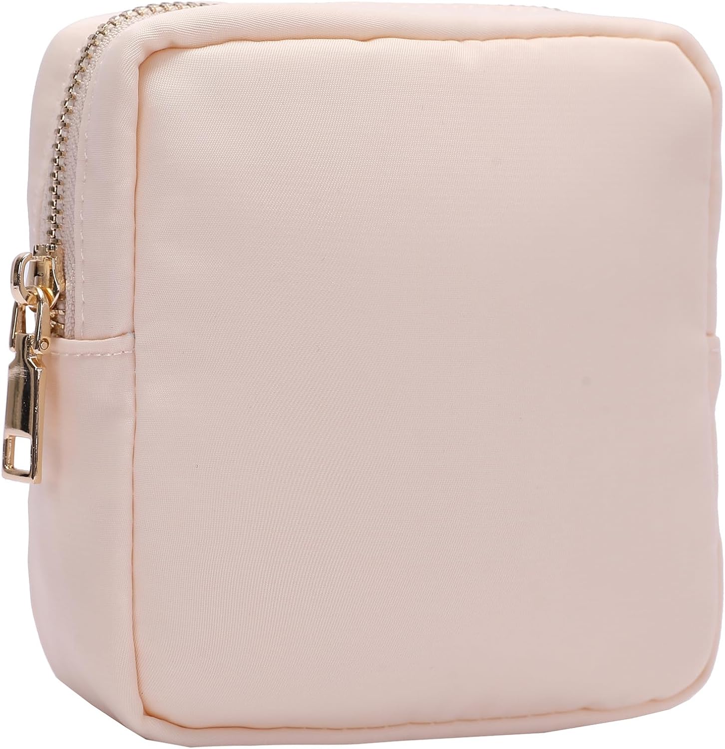 Preppy Patch – Bolsas de maquillaje con letras con purpurina, bolsa de cosméticos de viaje, bolsa de nailon impermeable para mujeres y niñas, Beige,