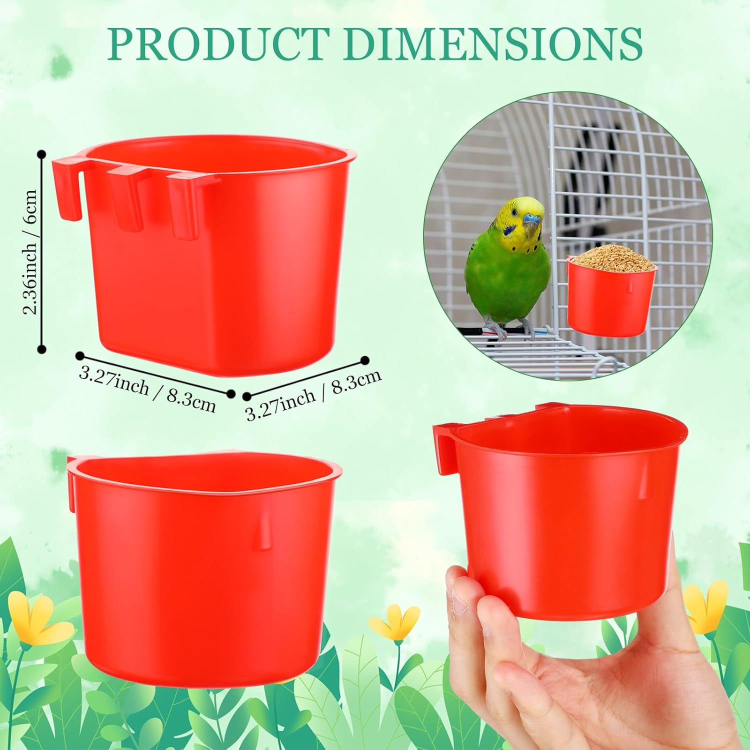Ziliny 120 tazas de jaula para pollos y pájaros, tazas de plástico colgantes para pollos y bebederos de 8 onzas para suministros de Gamefowl para