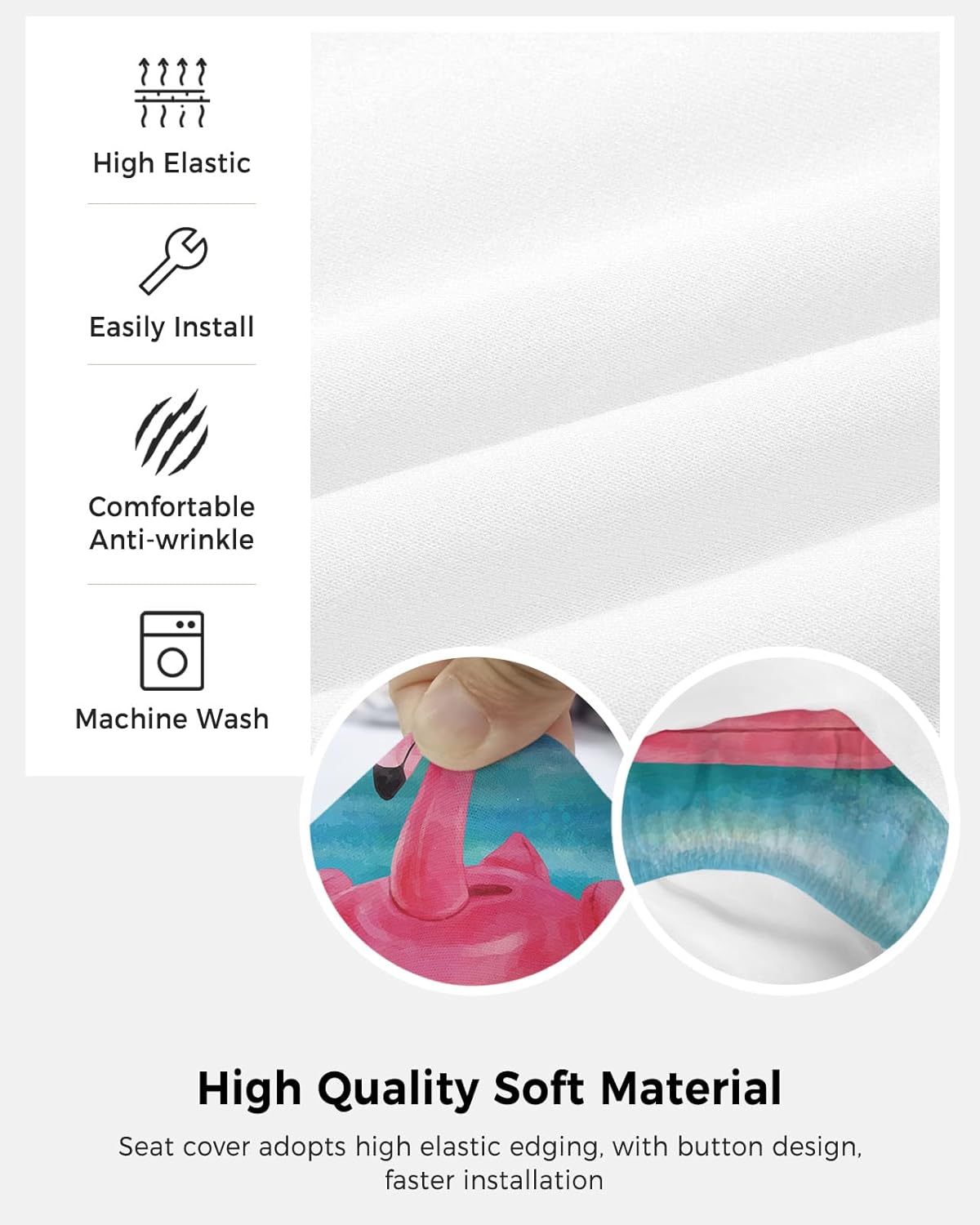 AMZRicher Funda elástica para silla de oficina, diseño de flamencos rosados, funda para asiento de silla de computadora, funda para respaldo,