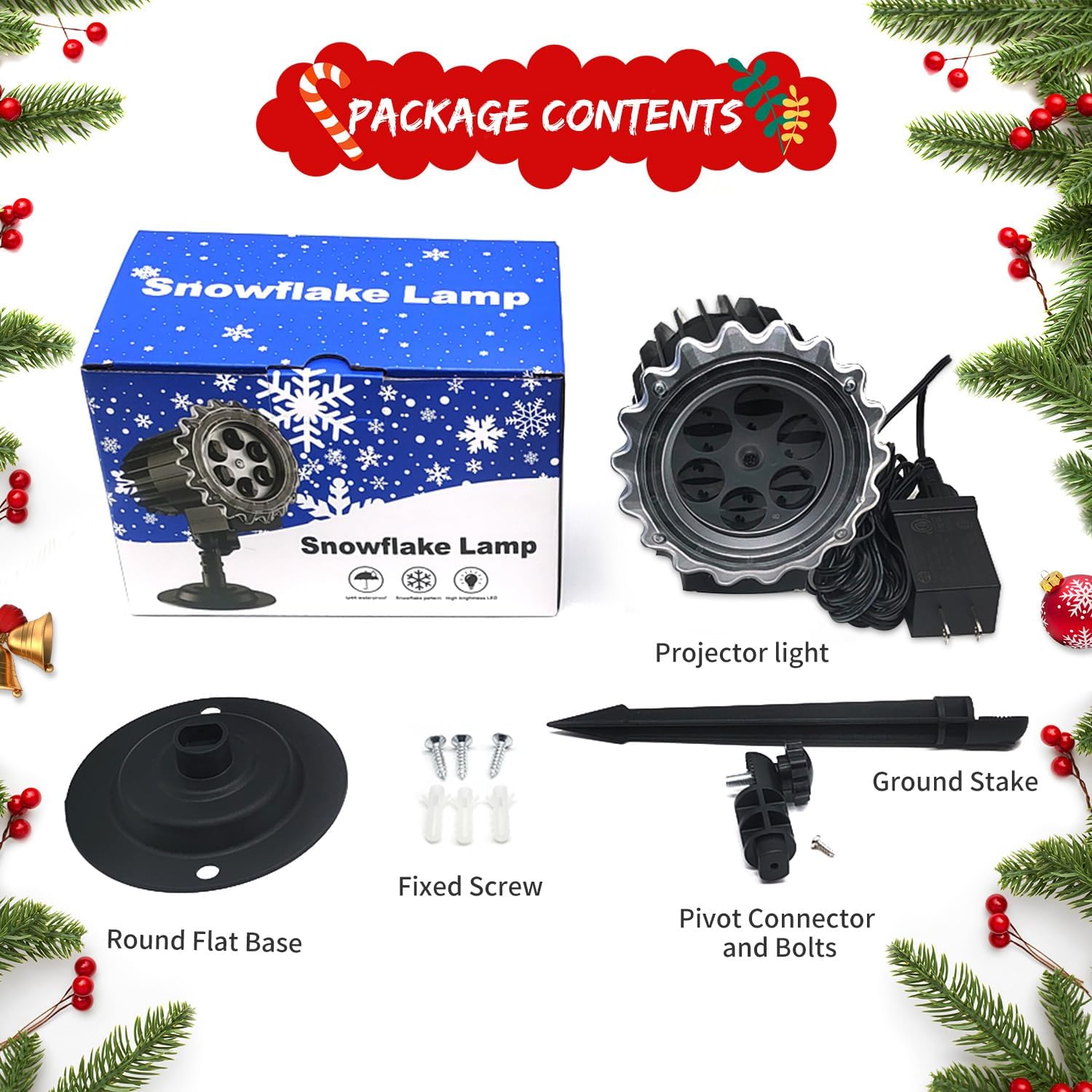 Luces de proyector de nieve de Navidad, MILPROX para interiores y exteriores, luces de proyector de copo de nieve, lámpara giratoria transparente
