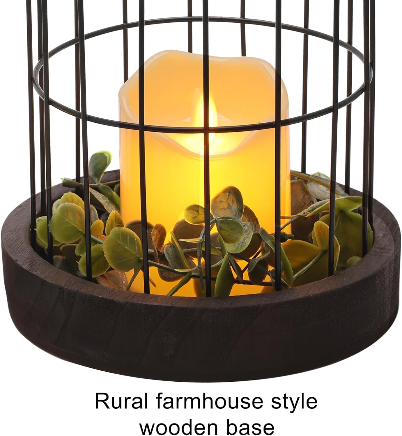 PHOSPHOR Juego de 2 faroles de vela para decoración del hogar, diseño rústico de tian yuan nong she, para sala de estar, chimenea de chimenea,