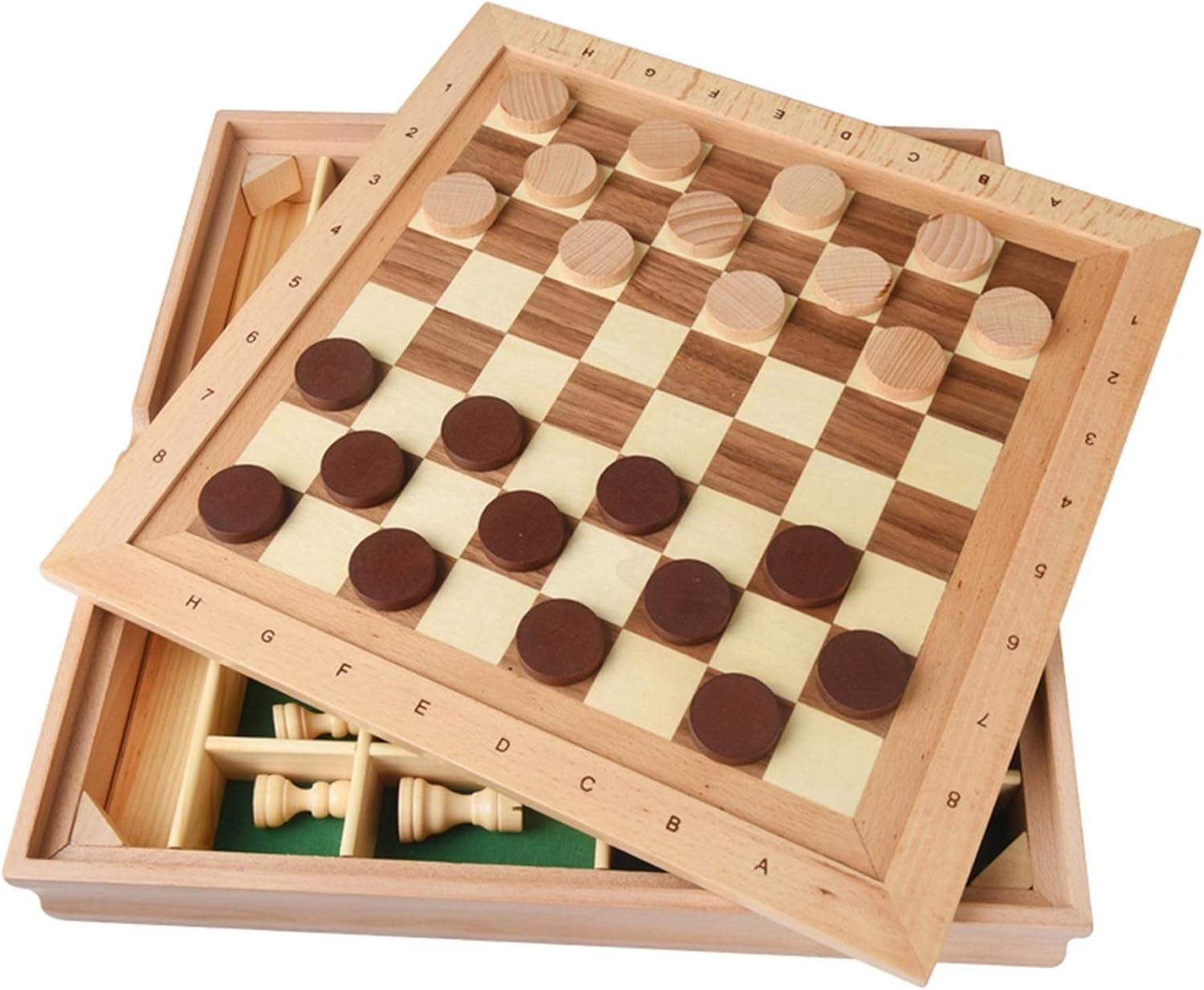 ROLTIN Traditional Games Chess Magnetic Foldable Chess Set Solid Wood Chess Children Adult