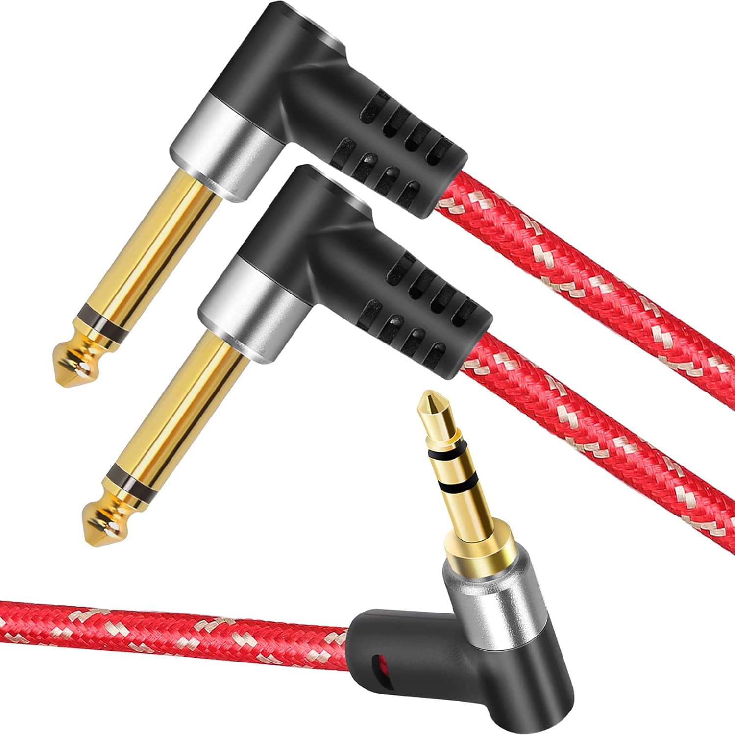 Sikaite 0.138 in 18″ TRS a Dual 0.250 in 14″ TS Mono Stereo y Cable Splitter Line 50ft, Compatible con iPhone, iPod, tarjeta de sonido de