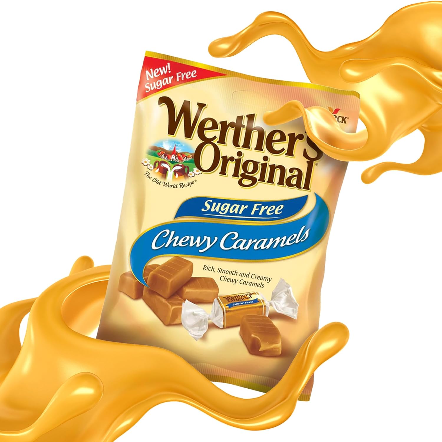 Werther’s – Caramelos masticables originales sin azúcar, dulces envueltos individualmente para adultos, paquete de 2