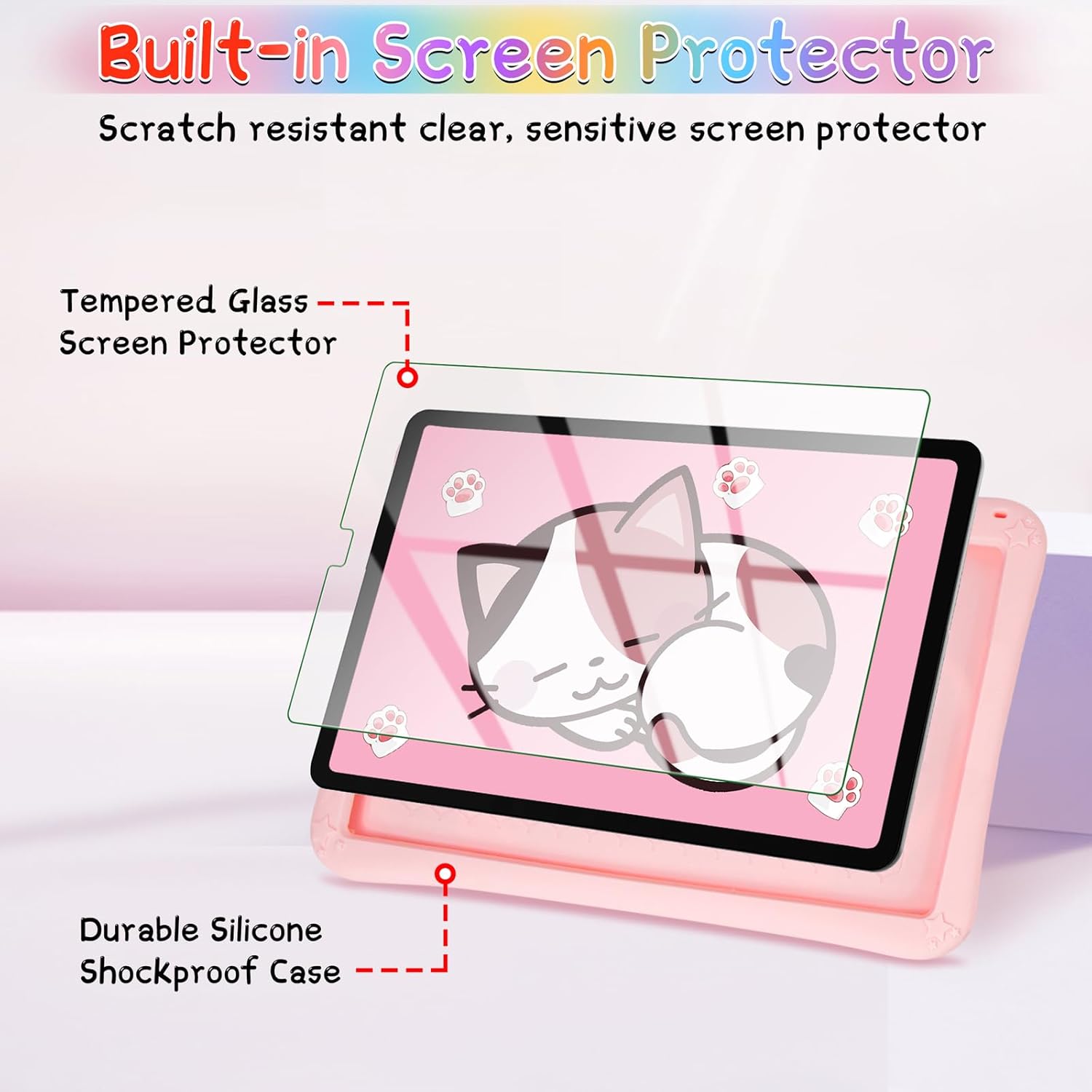 Funda para Samsung Galaxy Tab A7 Lite de 8.7 pulgadas 2021 (SM-T220T225) con protector de pantalla con mango giratorio de 360, correa ajustable,