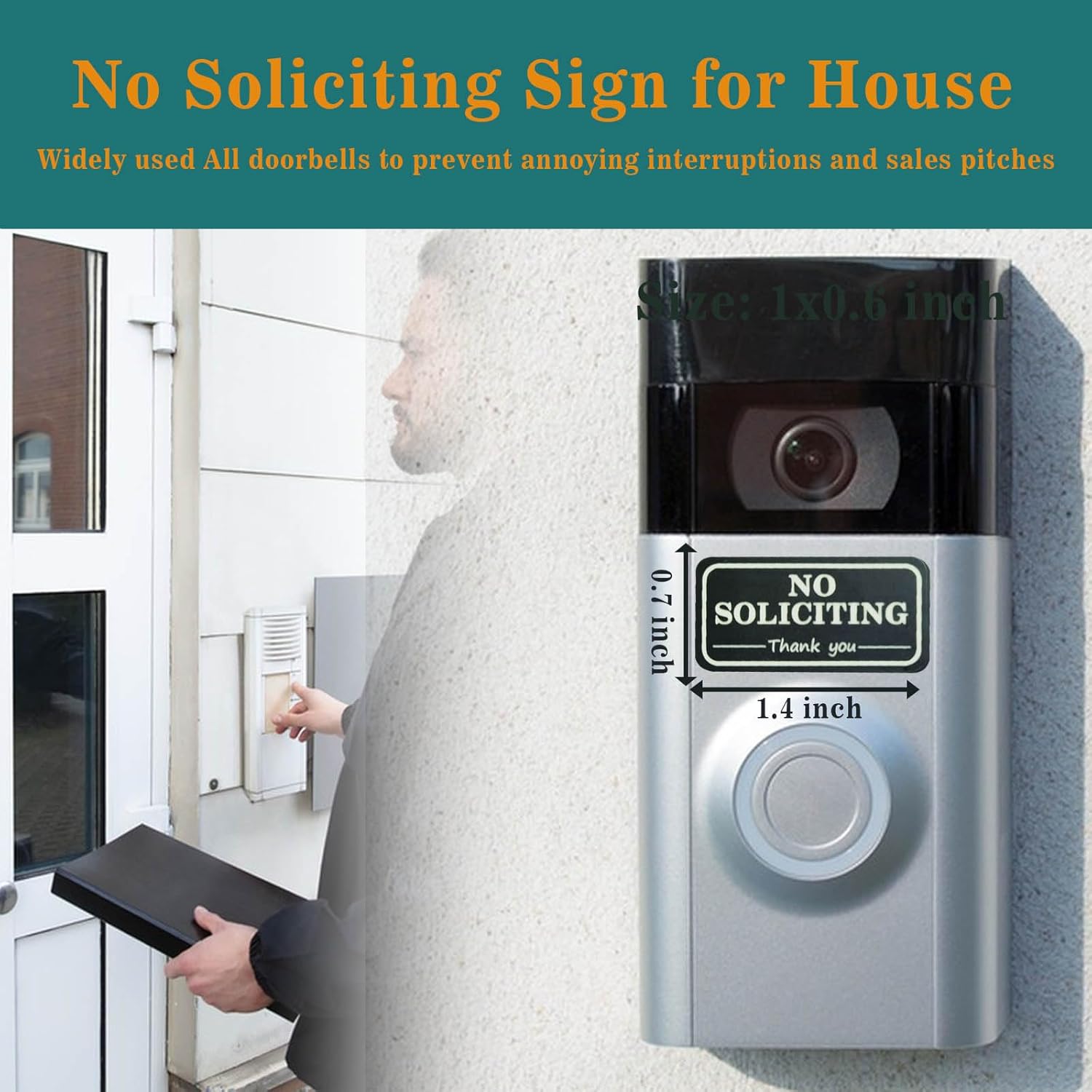 Letrero pequeño de No Soliciting para casa, 6 piezas de letrero de no solicitud, resistente a la intemperie con calcomanías que brillan en la