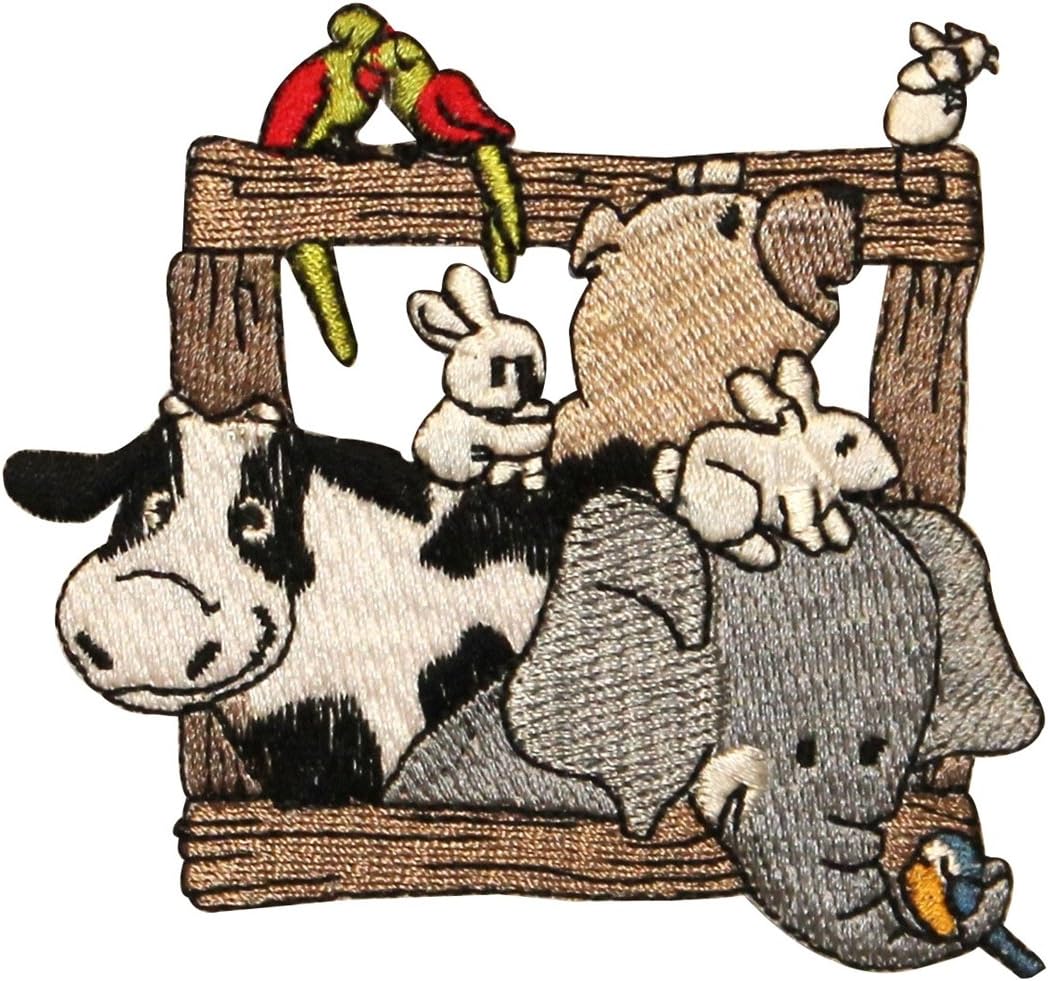 ID 0581 Parche de granja y animales salvajes Noah Arc Ship bordado en apliques