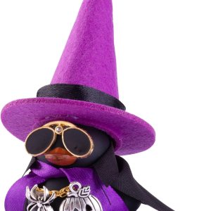 Adornos de pato de goma para automóvil, decoraciones de tablero de automóvil con mini sombrero de bruja, capa, collar, accesorios de Halloween para Adornos de pato de goma para automóvil, decoraciones de tablero de automóvil con mini sombrero de bruja, capa, collar, accesorios de Halloween para