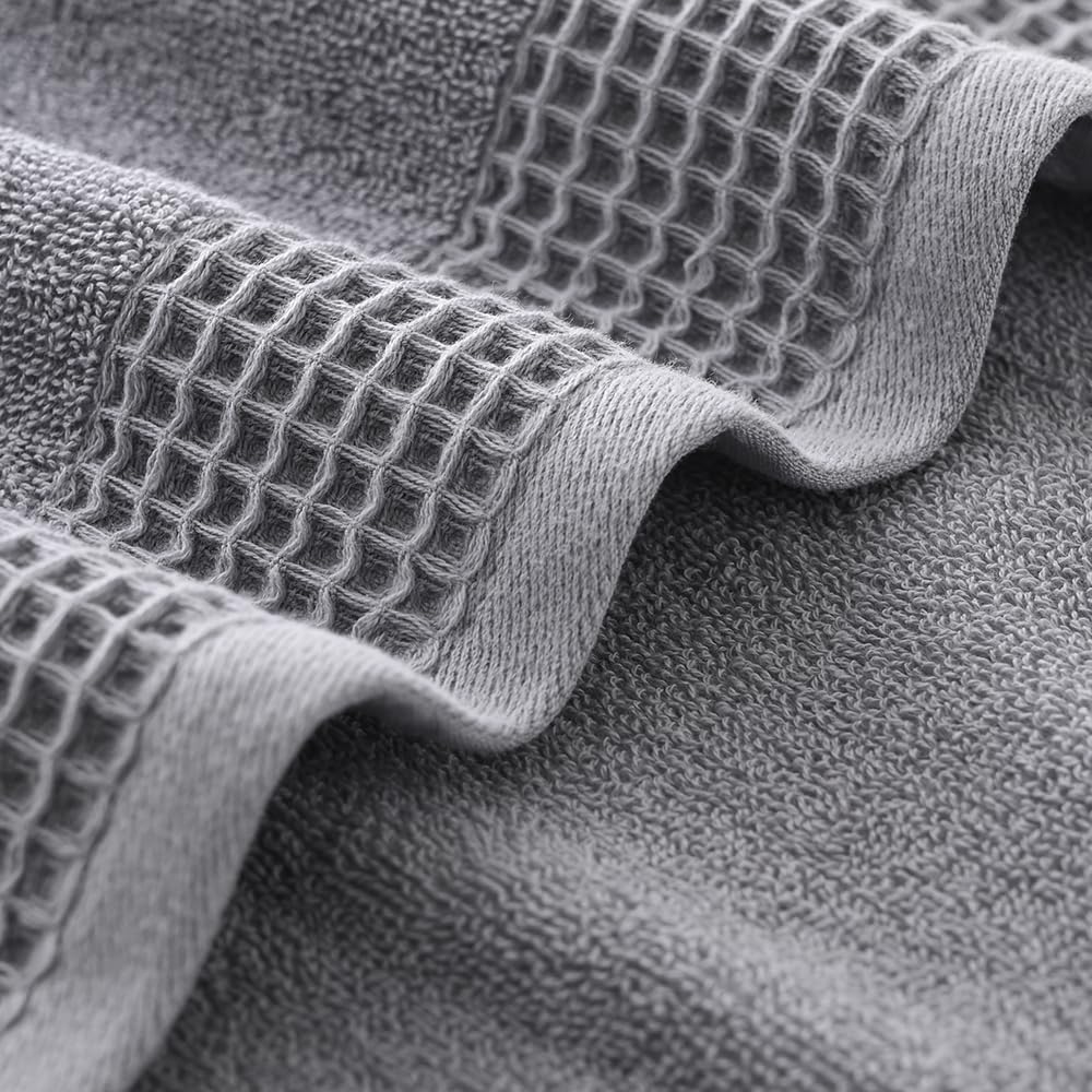 sense gnosis Toallas de mano grises de gofre y rizo para baño, secado rápido, sin pelusas, delgadas, estilo clásico, suaves y absorbentes, toallas